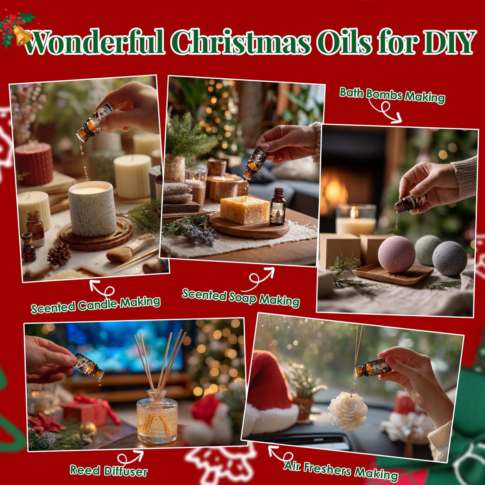 Christmas Essential Oils Gift Set 8 Pcs Winter Aromatherapy Oils for Diffusers