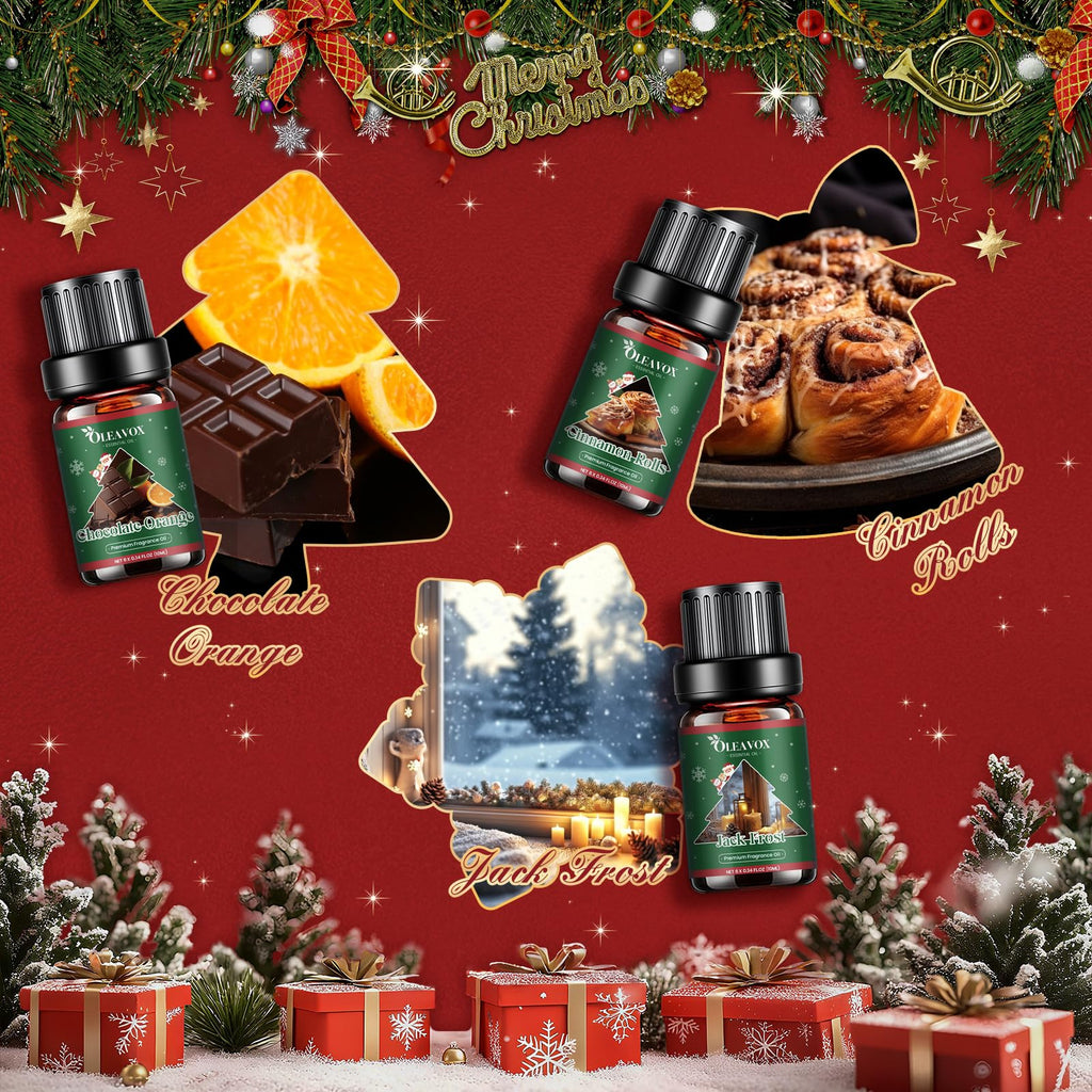 Christmas Essential Oils Set – 6 Premium Winter Fragrance Oils for Diffusers
