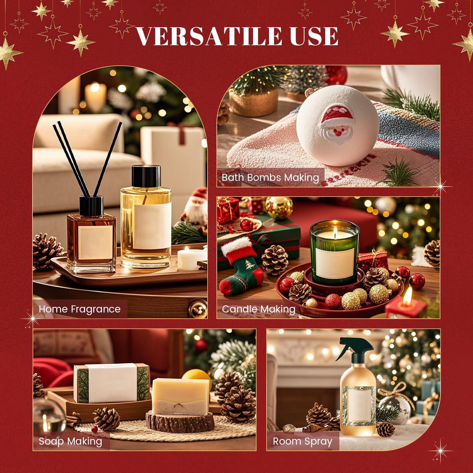 Christmas Essential Oils Set – 6 Premium Winter Fragrance Oils for Diffusers