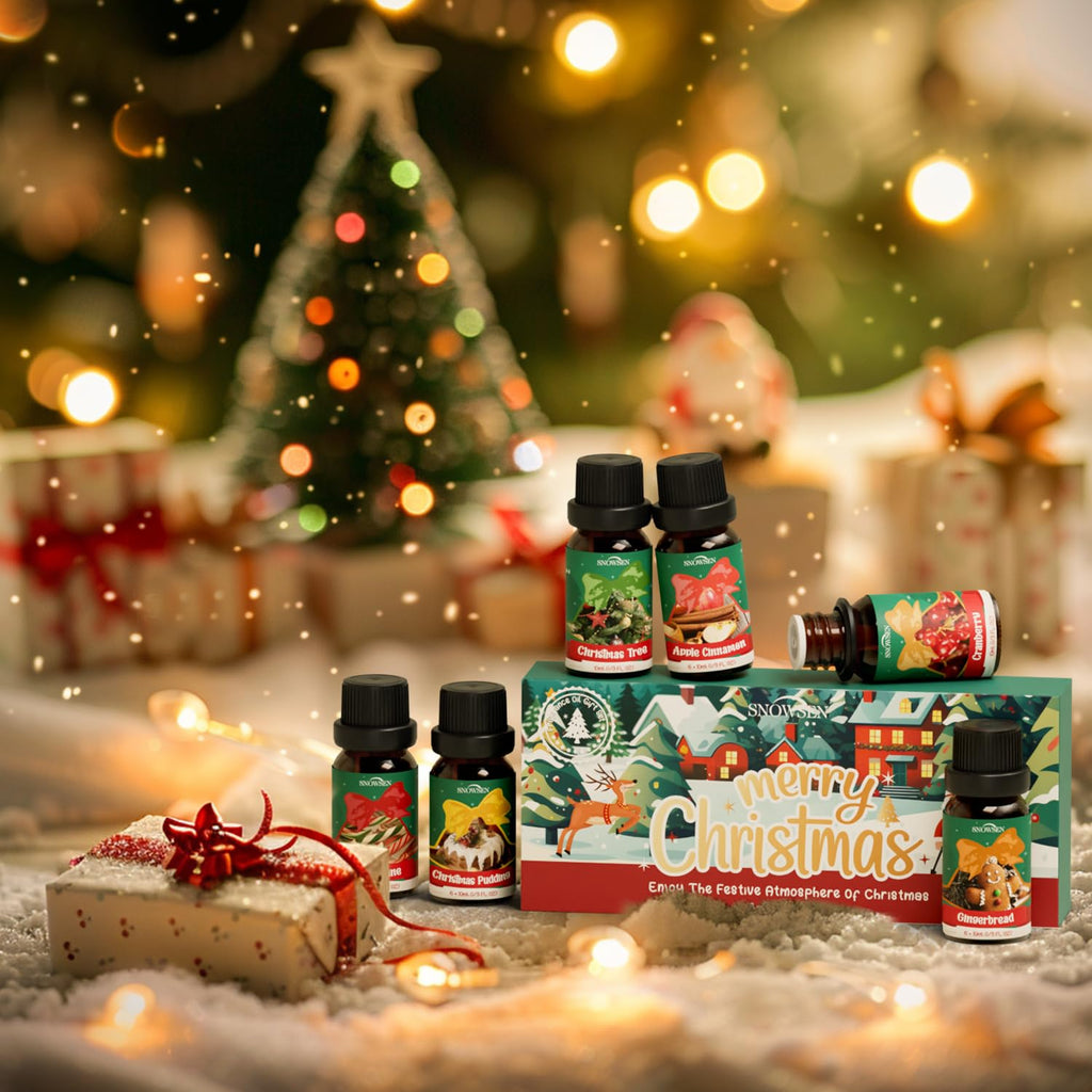 Christmas Fragrance Oil Set - SNOWSEN Winter Essential Oils for Diffuser & Aromatherapy | 6x10ml