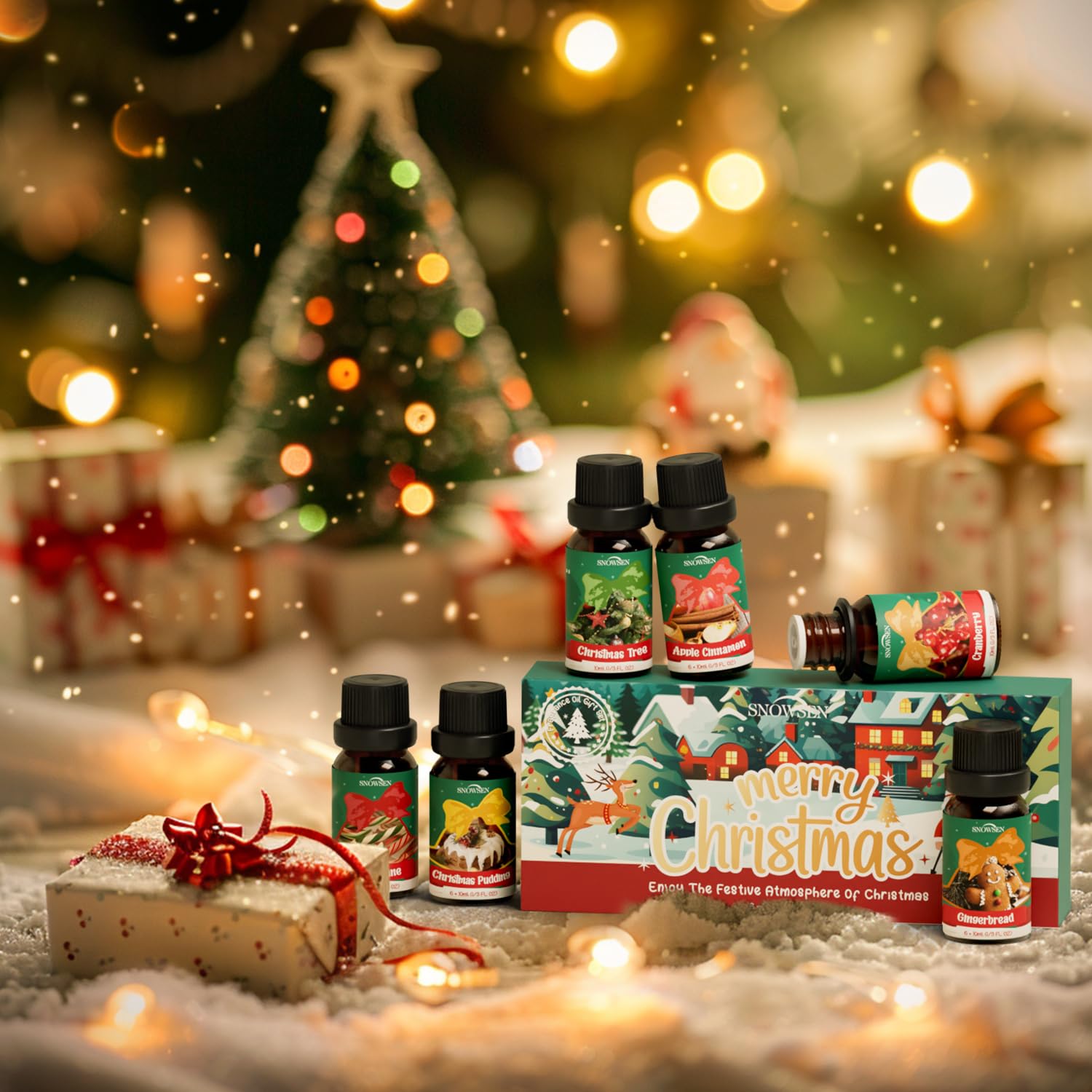 Christmas Fragrance Oil Set - SNOWSEN Winter Essential Oils for Diffuser & Aromatherapy | 6x10ml