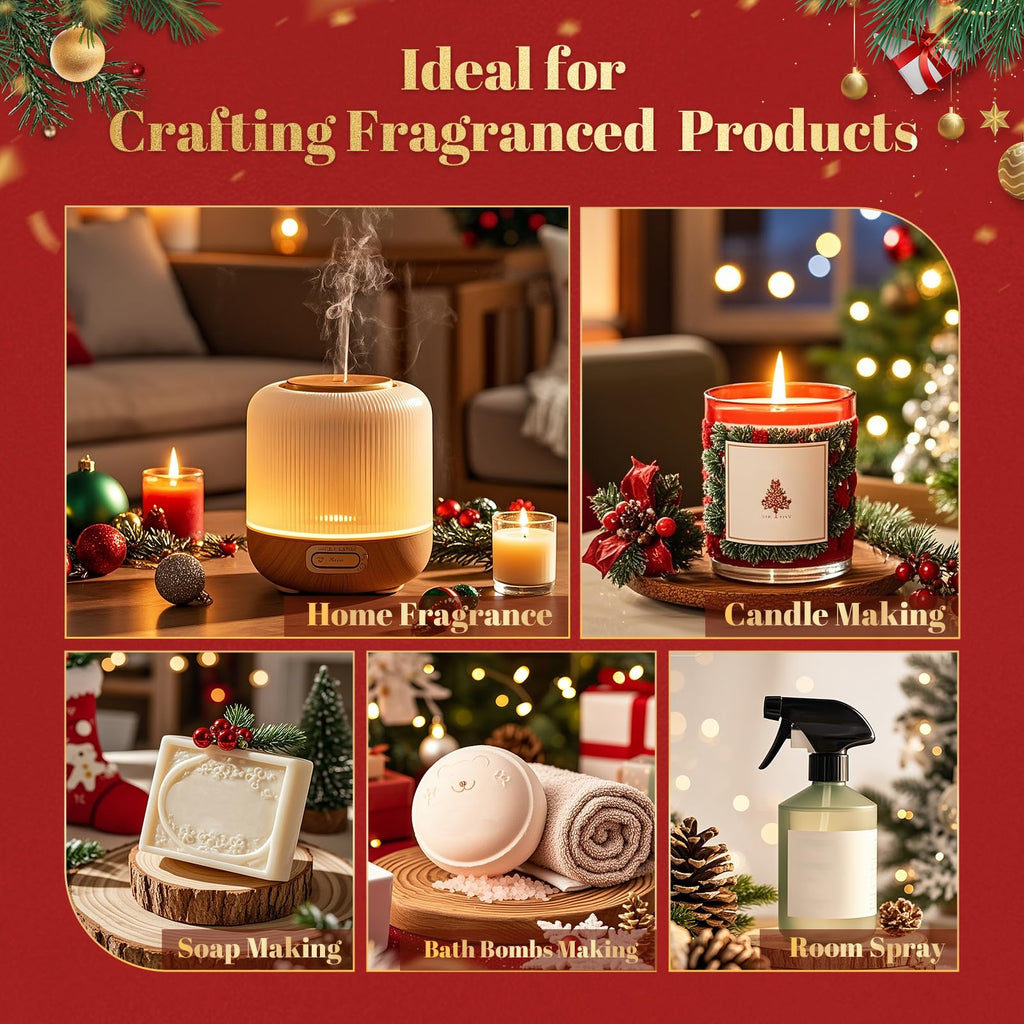 Christmas Fragrance Oils Set - 10x5ml Premium Holiday Essentials for Diffusers