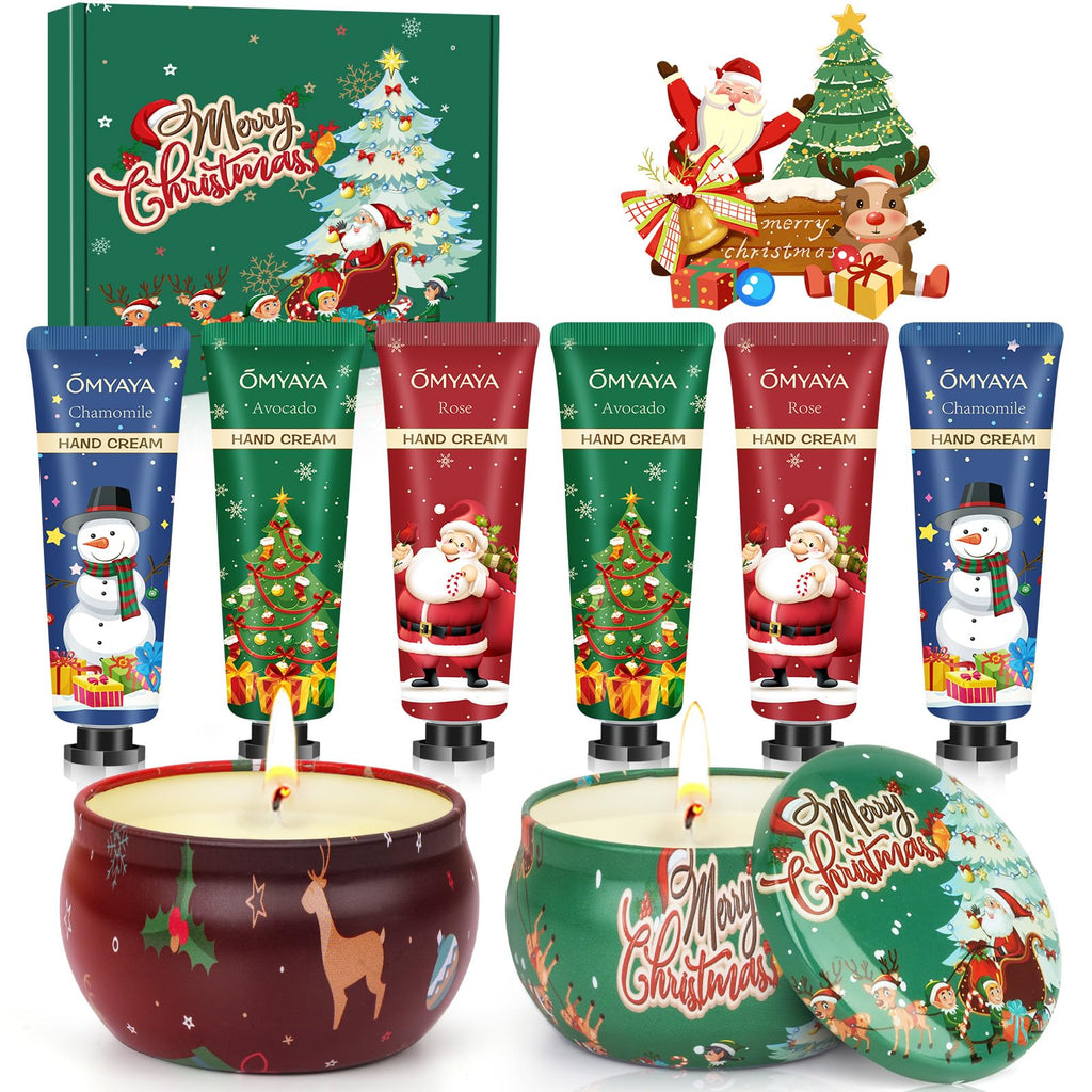 Christmas Gifts for Women: Scented Candles & Hand Cream Lotion Set | Bulk Christmas Gifts for Coworkers