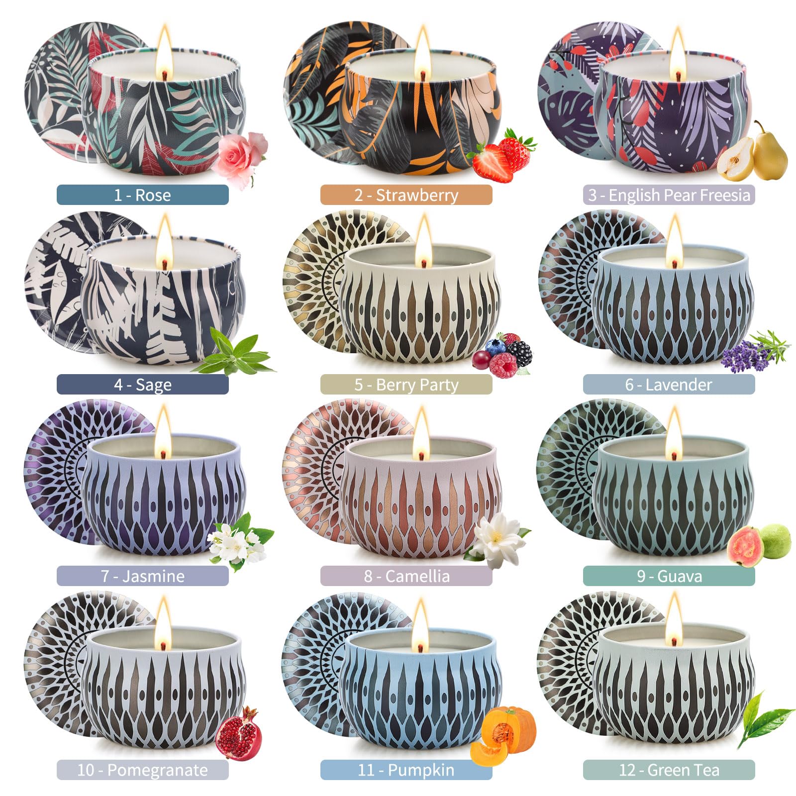 Christmas Scented Candles Gifts Set – 24 Pack Soy Wax Aromatherapy Candles