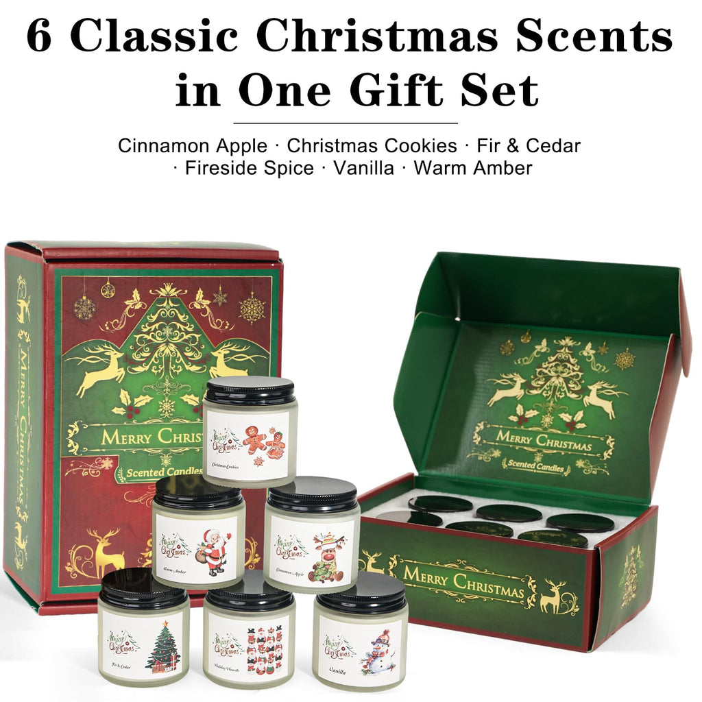 Christmas Scented Candles – 6 Pack Soy, 21 oz Jars | Gift Ideas