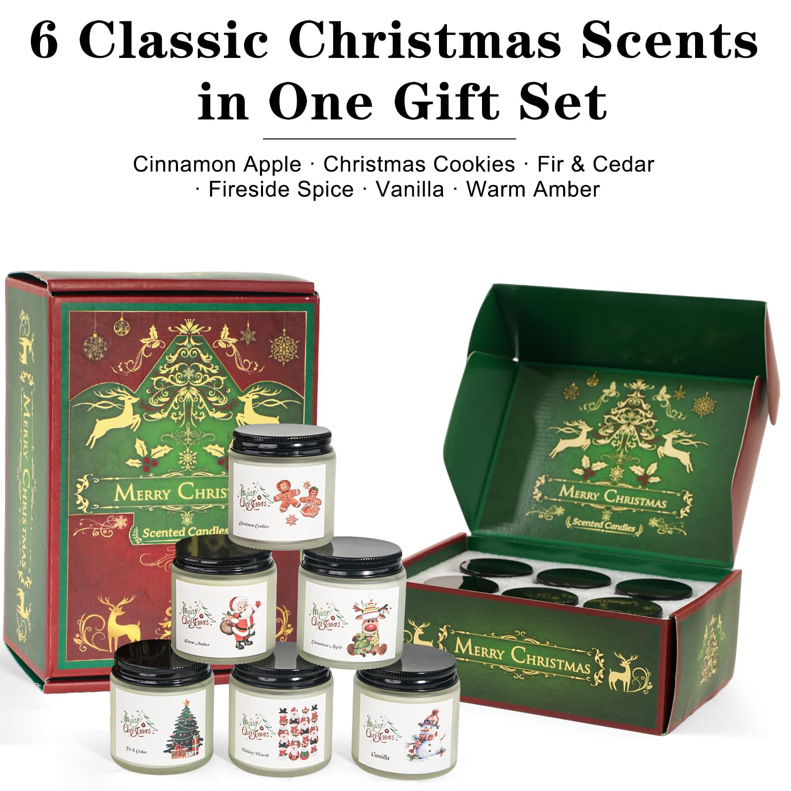 Christmas Scented Candles – 6 Pack Soy, 21 oz Jars | Gift Ideas