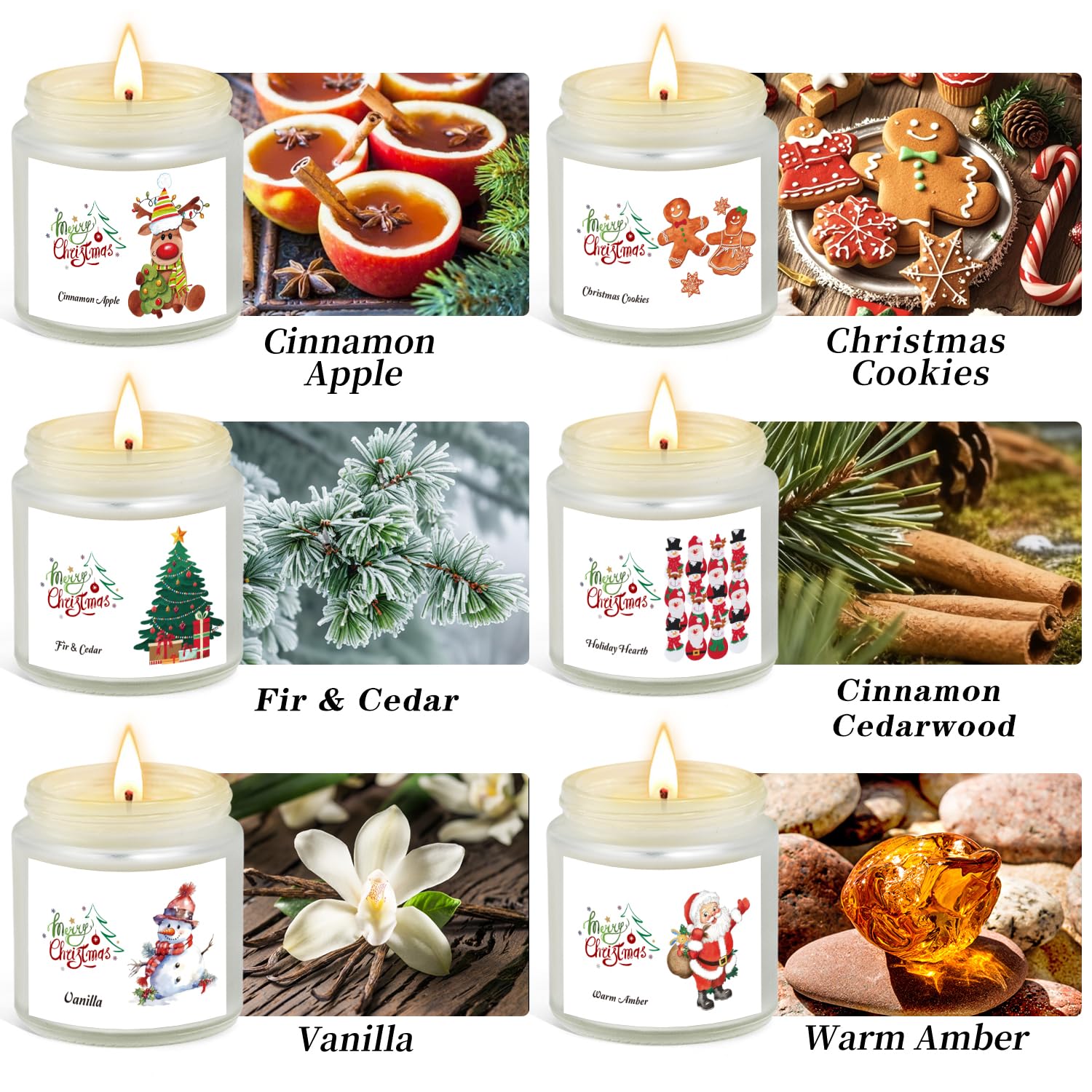 Christmas Scented Candles – 6 Pack Soy, 21 oz Jars | Gift Ideas