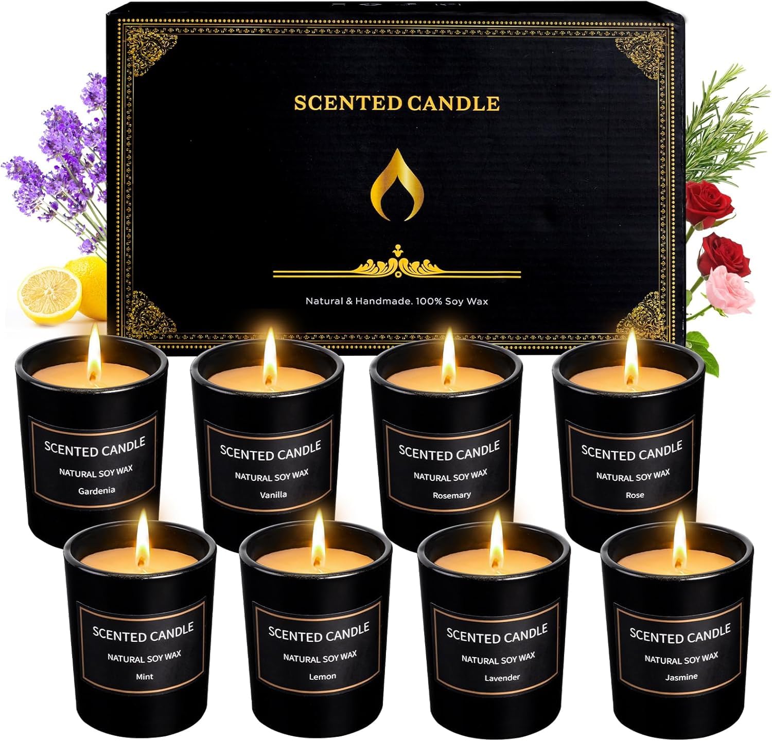 Christmas Scented Candles – 8-Pack 3oz Soy Wax Gifts for Women & Men
