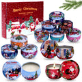 Christmas Scented Candles Gift Set – 12x3oz Soy Wax Travel Tin Aromatherapy Candles for Women
