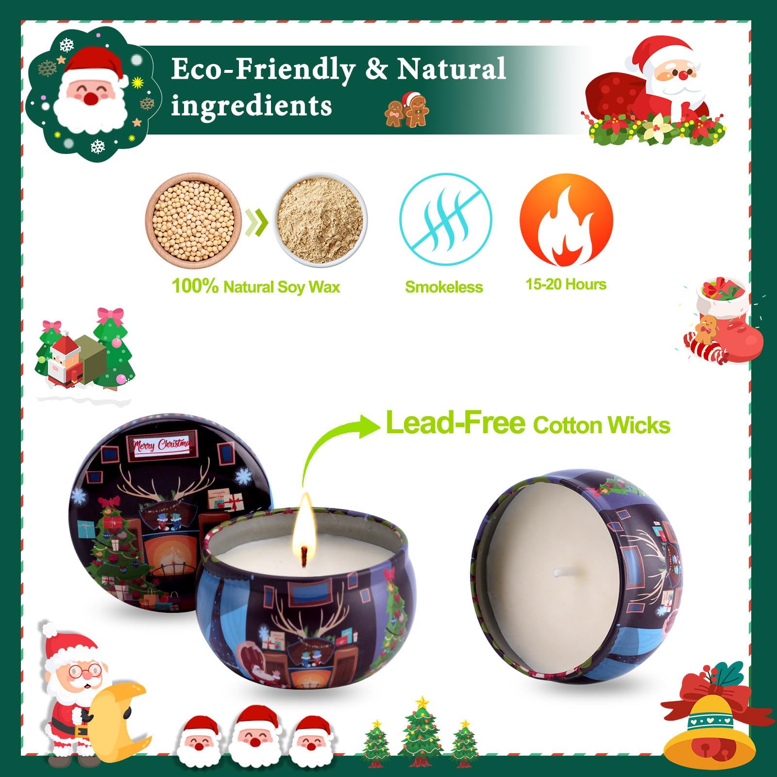 Christmas Scented Candles Gift Set – 12x3oz Soy Wax Travel Tin Aromatherapy Candles for Women