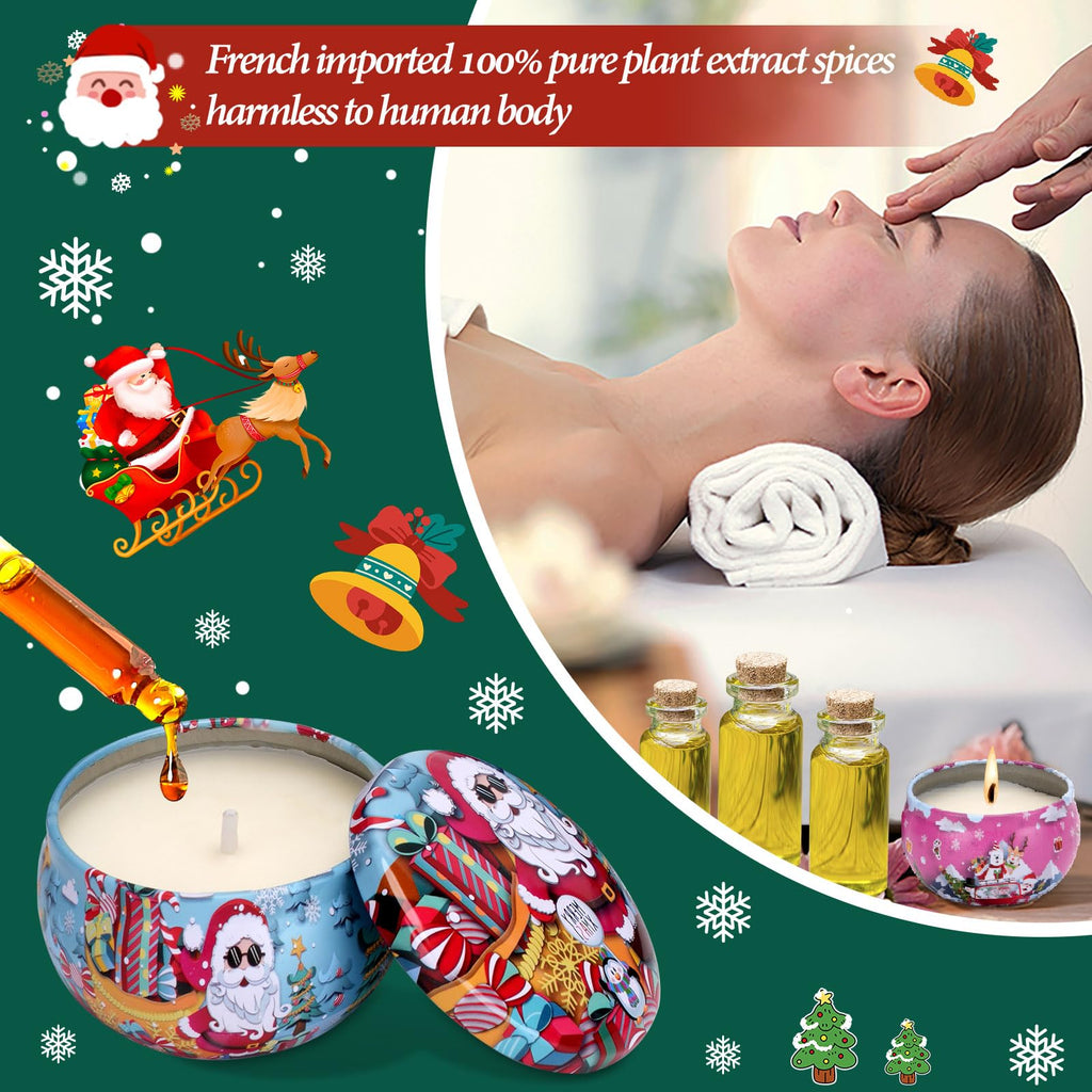 Christmas Scented Candles Gift Set – 12x3oz Soy Wax Travel Tin Aromatherapy Candles for Women