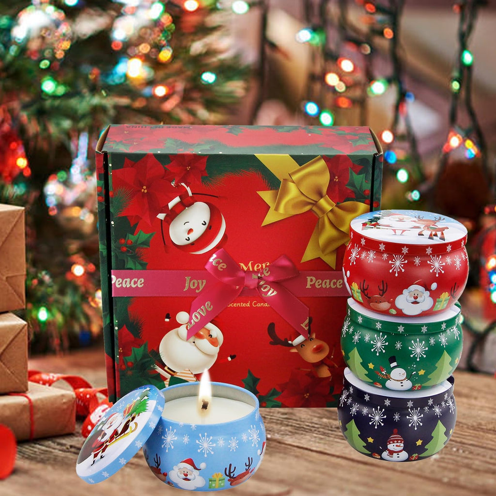 Christmas Scented Candles Gifts for Women 4 Pack – 4.4 oz Soy Aromatherapy Jar Candles