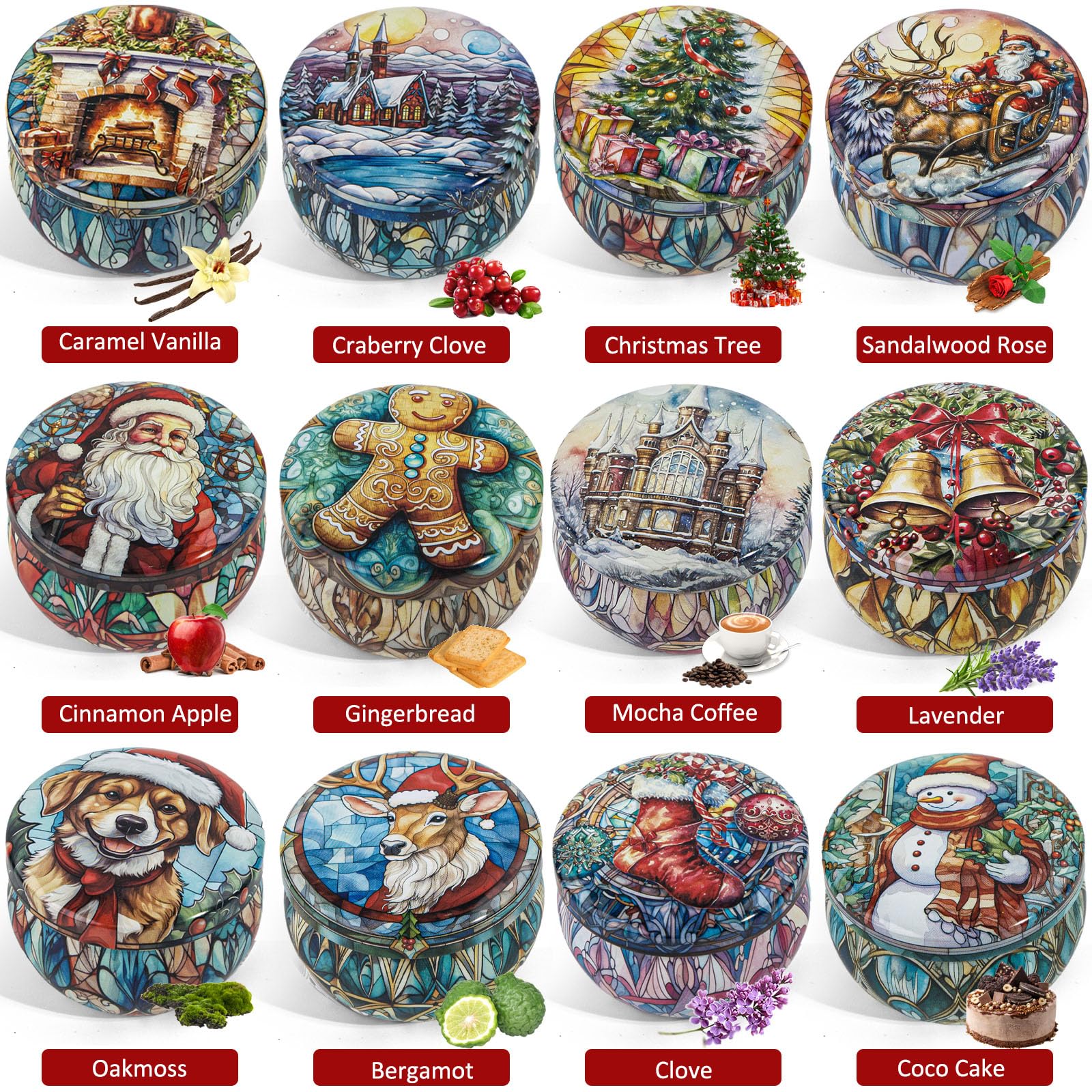 Christmas Candle Gifts Set - 12 Pack Soy Wax Candles for Women