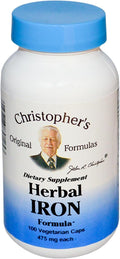 Christopher's Herbal Iron Formula - Natural Iron Support - 450 mg - 100 Vegetarian Capsules