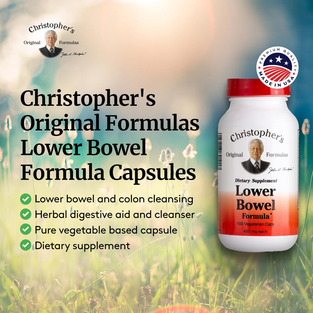 Christopher's Original Formulas Lower Bowel Cleanse Capsules – Herbal Digestive Support, 100 Count Pack of 4