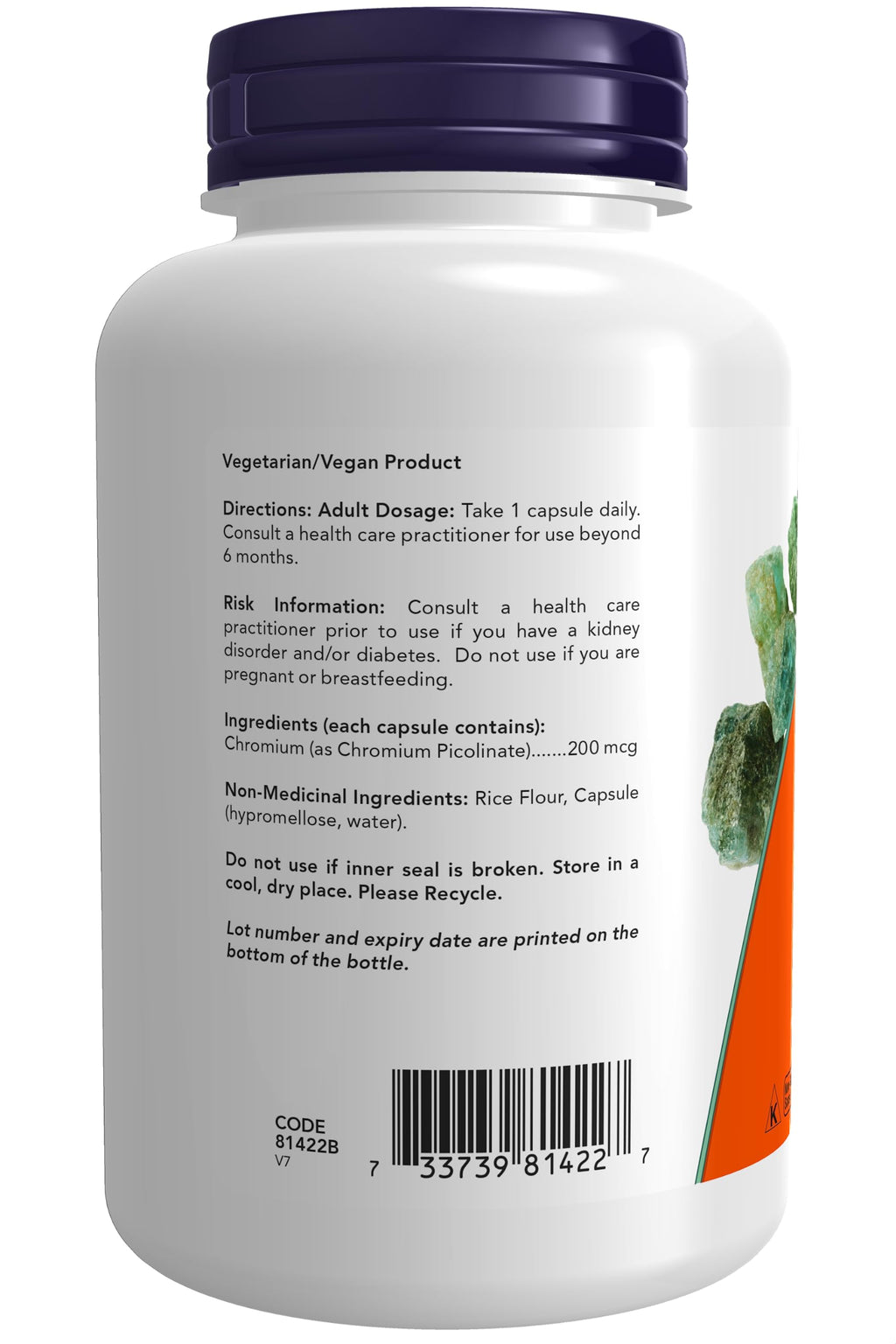 NOW Foods Chromium Picolinate 200 mcg – Insulin Co-Factor, 250 Veg Capsules