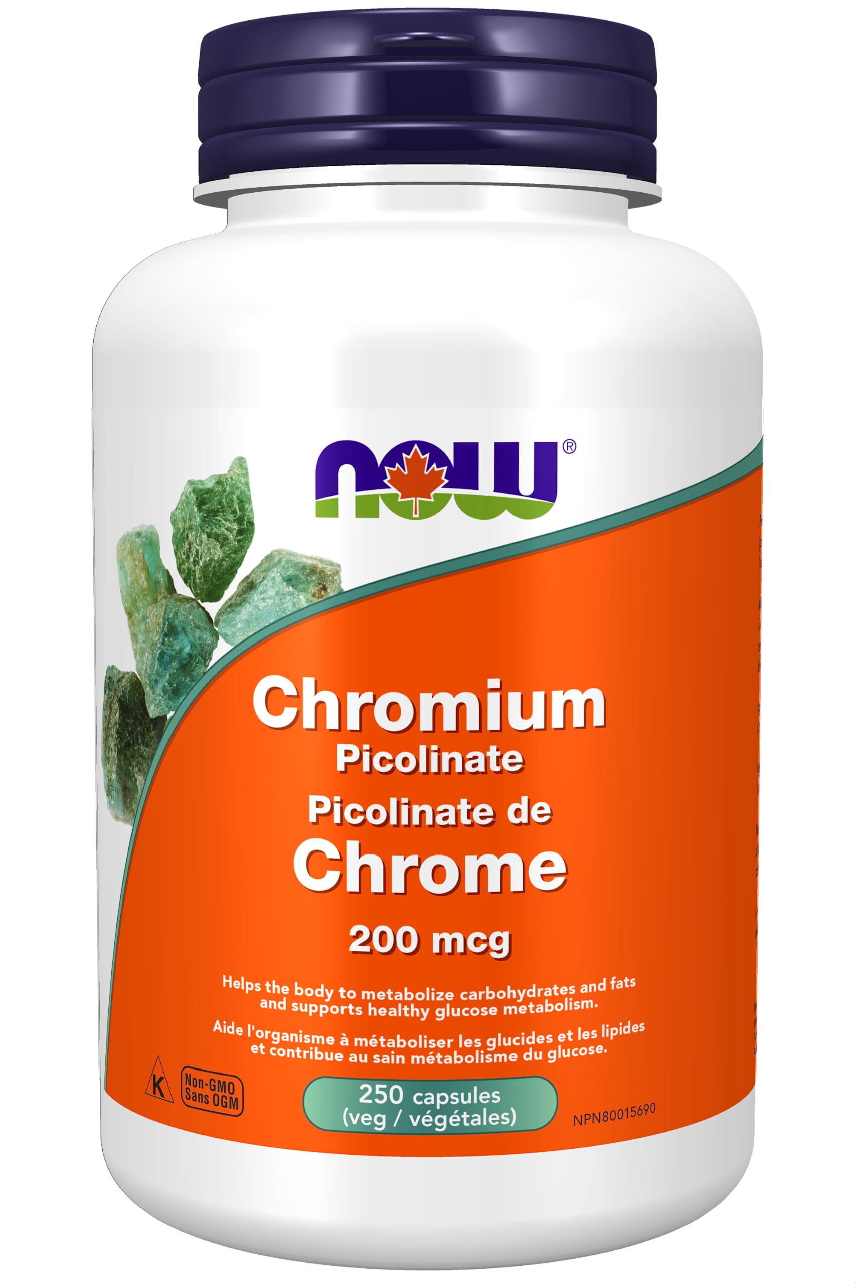 NOW Foods Chromium Picolinate 200 mcg – Insulin Co-Factor, 250 Veg Capsules