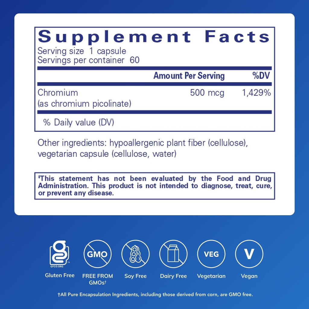 Chromium Picolinate 500 mcg – Pure Encapsulations | Metabolism Support