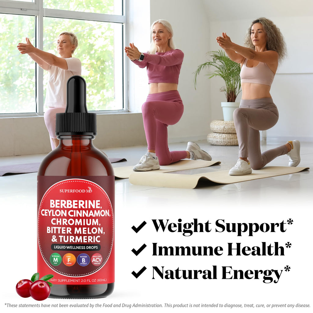 Berberine with Ceylon Cinnamon Liquid Drops – Immune Support & Metabolic Health 4oz