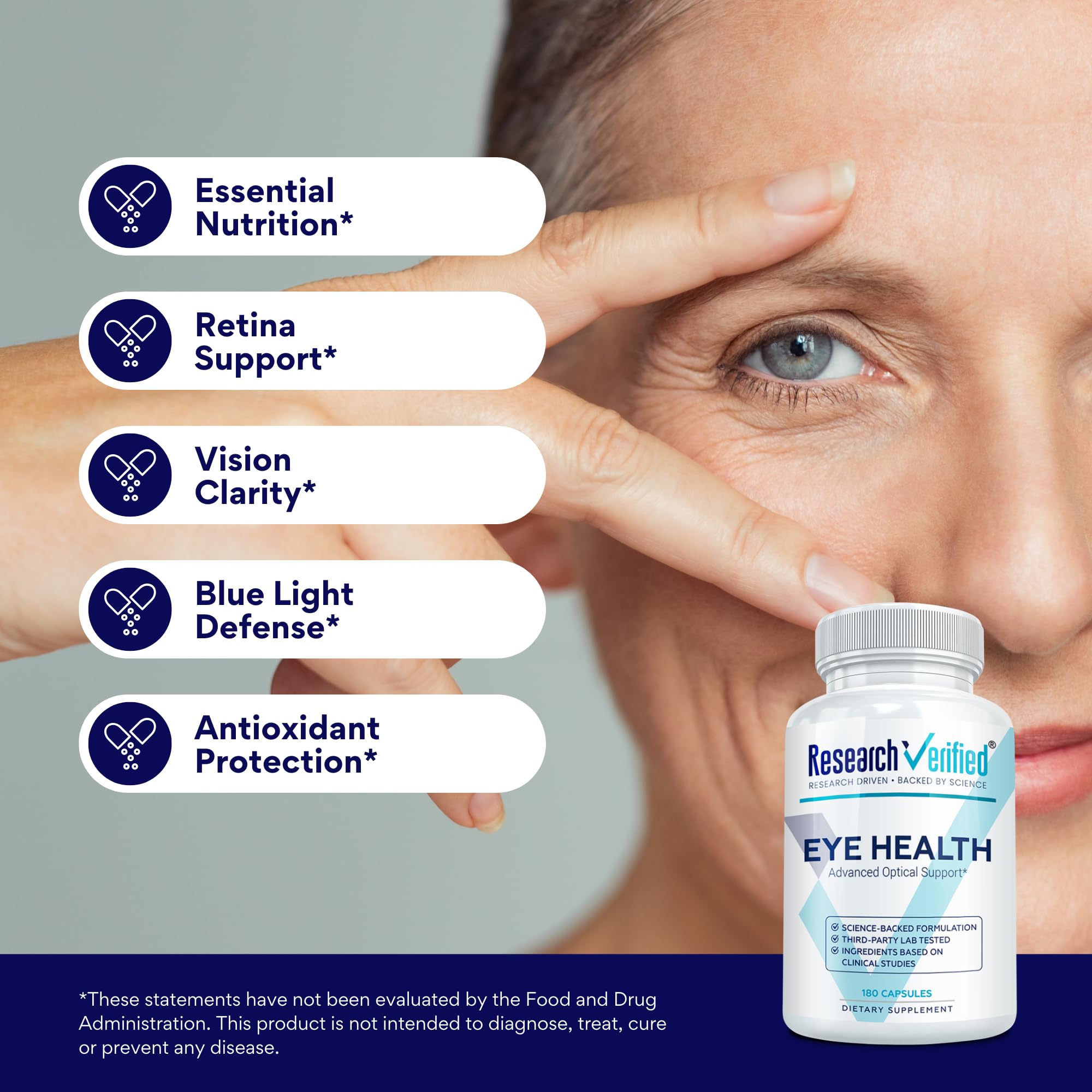 Research Verified Eye Health - Nourish Eyes & Vision, Support Retina, 360 Capsules | Made in USA