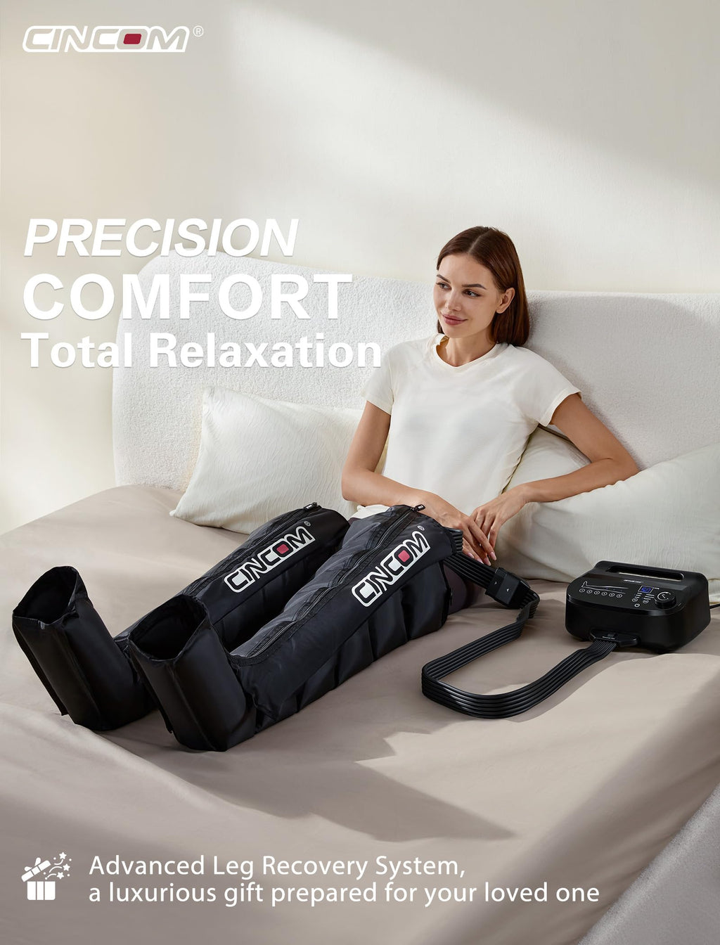 CINCOM Air Compression Recovery System – 6-Zone Leg Massager Boots for Circulation & Recovery | FSA/HSA Eligible