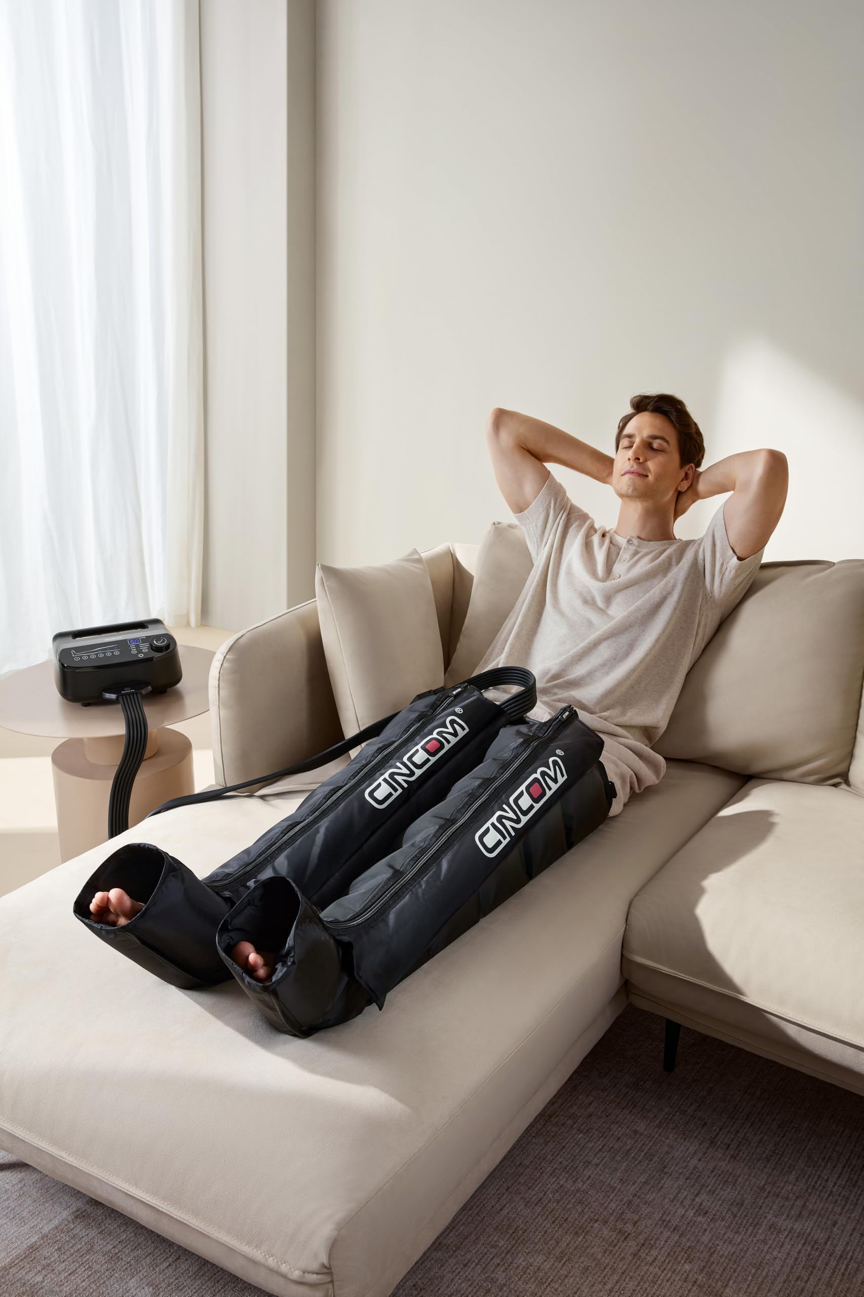 CINCOM Air Compression Recovery System – 6-Zone Leg Massager Boots for Circulation & Recovery | FSA/HSA Eligible