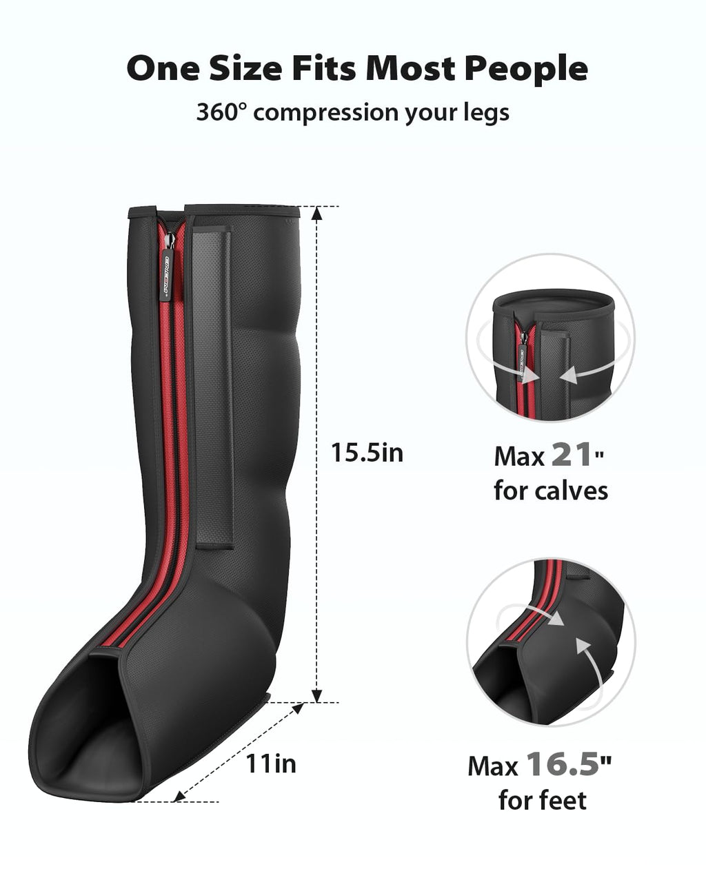 CINCOM Leg Massager with Heat & Compression – 360° Foot & Calf Massage