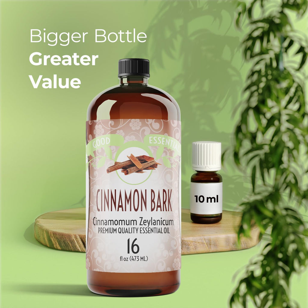 Good Essential Cinnamon Bark Oil Bulk, 16oz - Large Bottle for Diffuser, Humidifier, Massage, Bath Bomb, Skin & Hair Care