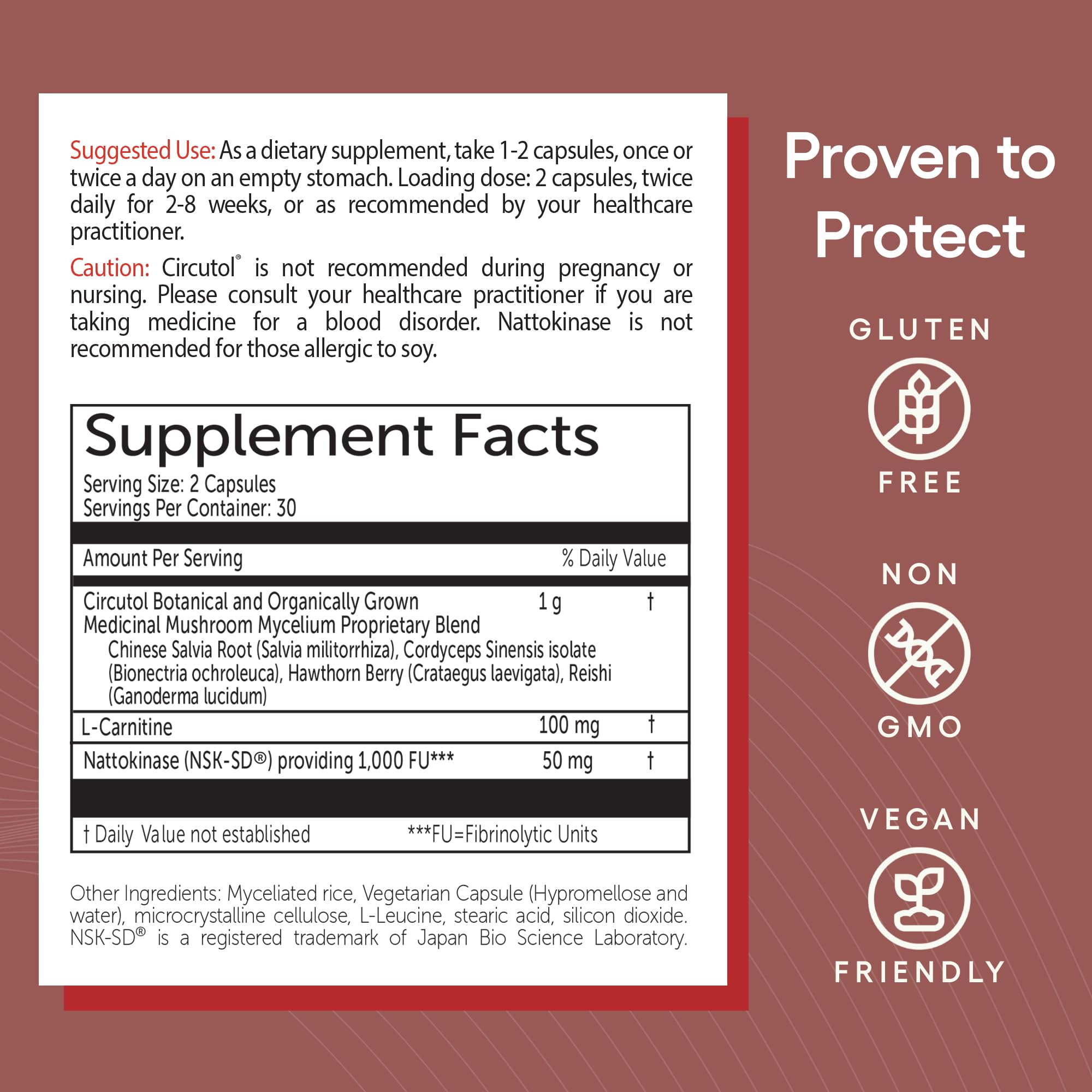 EcoNugenics Circutol: Nattokinase, L-Carnitine & Hawthorn – Heart Health (60 Capsules)