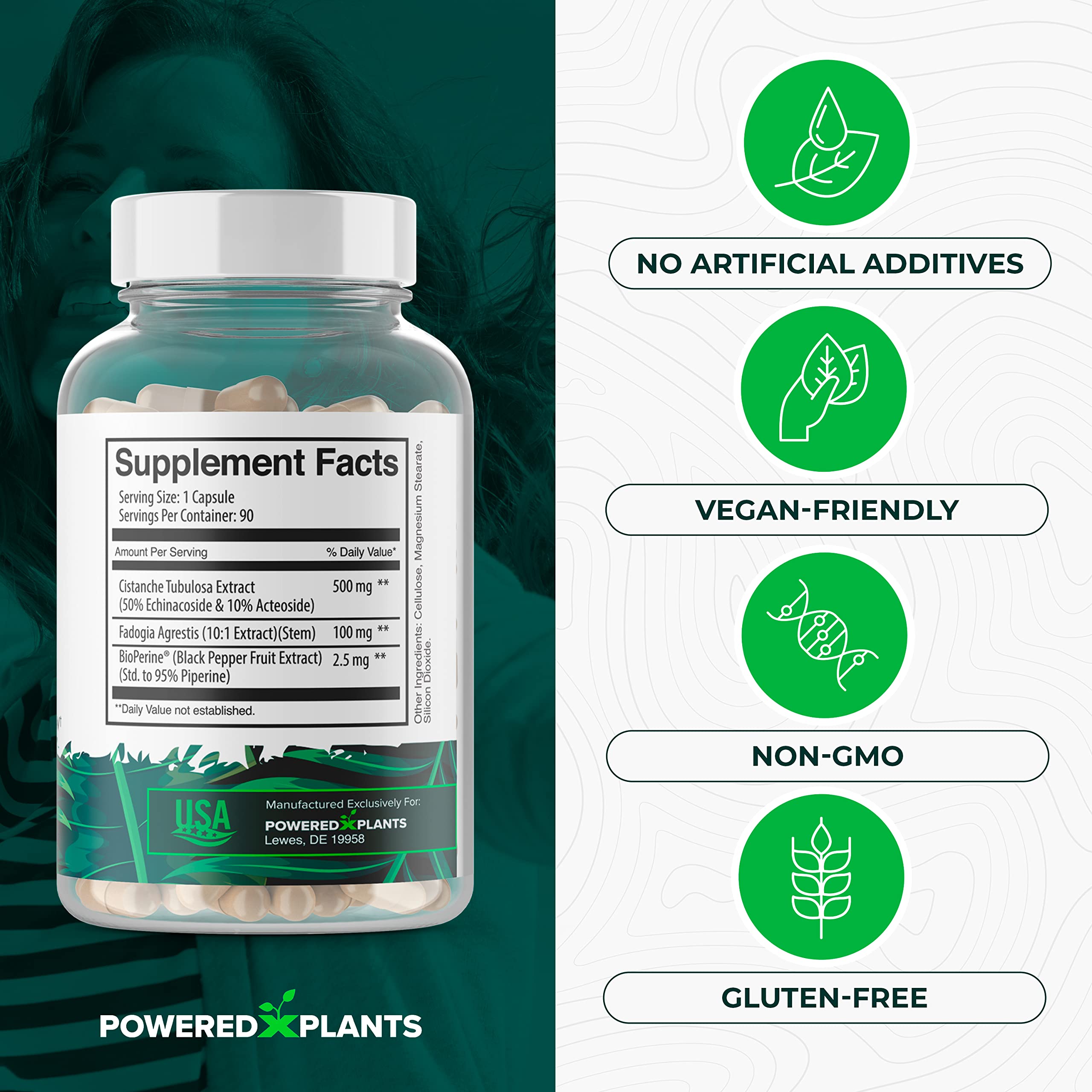 Cistanche Tubulosa with Fadogia Agrestis – Powered X Plants, 90 Servings