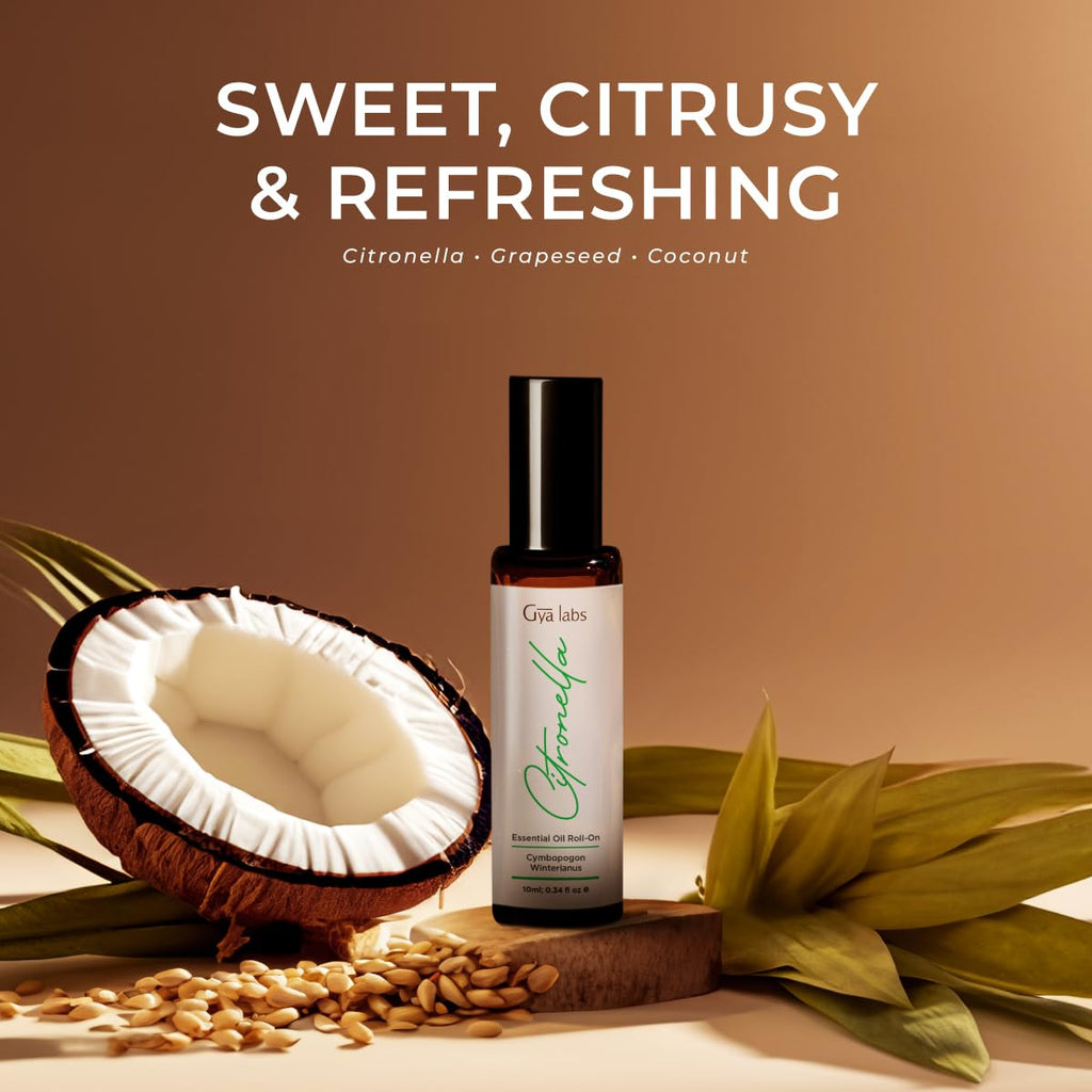 Gya Labs Citronella Essential Oil Roll-On – 0.34 Fl Oz Travel Size for Camping, Skin & Aromatherapy Relief