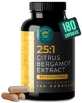 Citrus Bergamot Extract 1000mg Capsules – 25:1 | 50% Polyphenols | 5mg Black Pepper | Vegan & Non-GMO | 180 Capsules | Eleva Nutrition