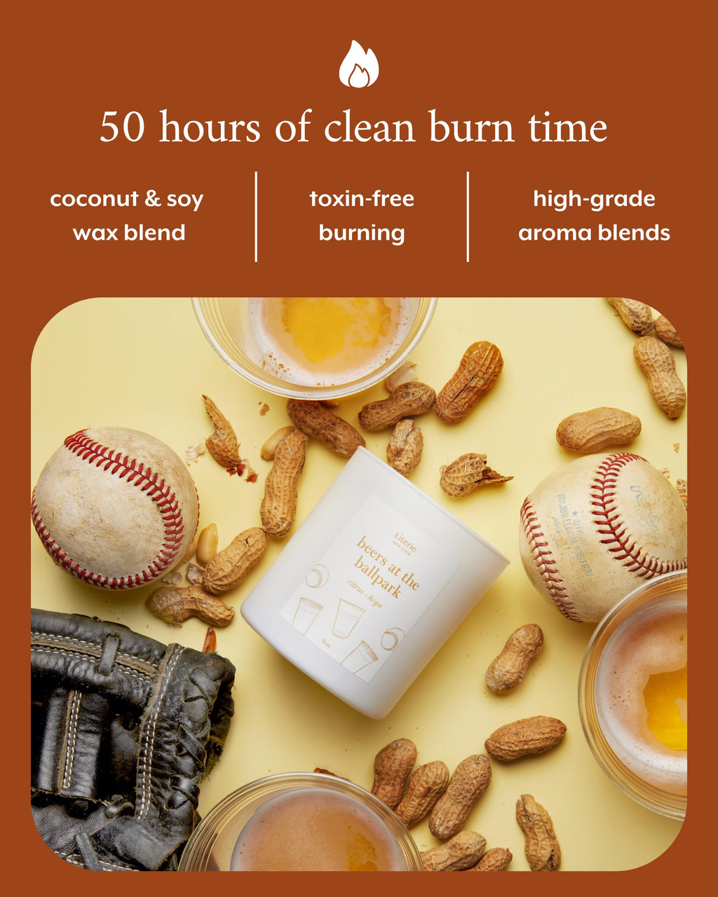 Beers at the Ballpark Candle – NYC Inspired Citrus & Hops, 9oz