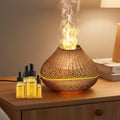 CJC Essential Oil Volcano Diffuser – LED Flame, 7-Color Lights, Quiet Mist, Auto-Off, 160ml with 4 Oils