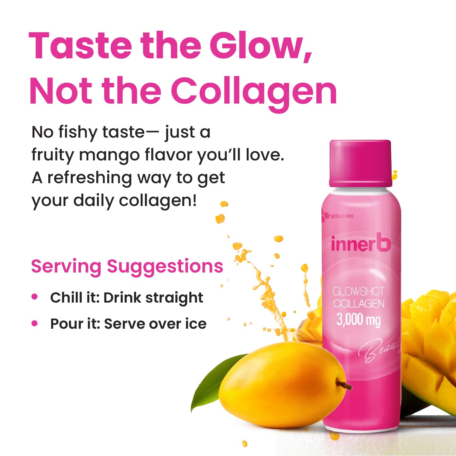 CJwellcare Innerb GlowShot Collagen – Marine Liquid, 3,000mg per Serving, 50.7 fl oz for Hair, Skin & Nails