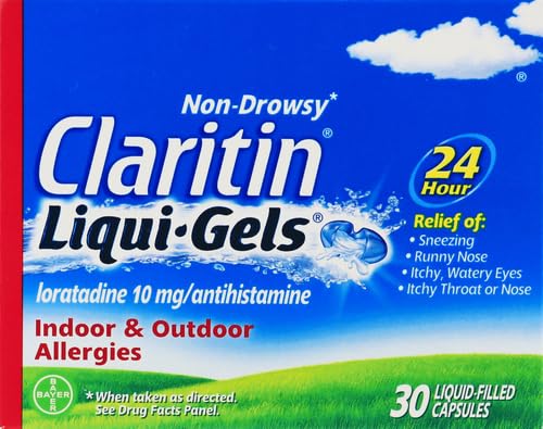 Claritin Liqui-Gels 24 Hour Allergy Relief | Non-Drowsy Loratadine Capsules, 30 Count