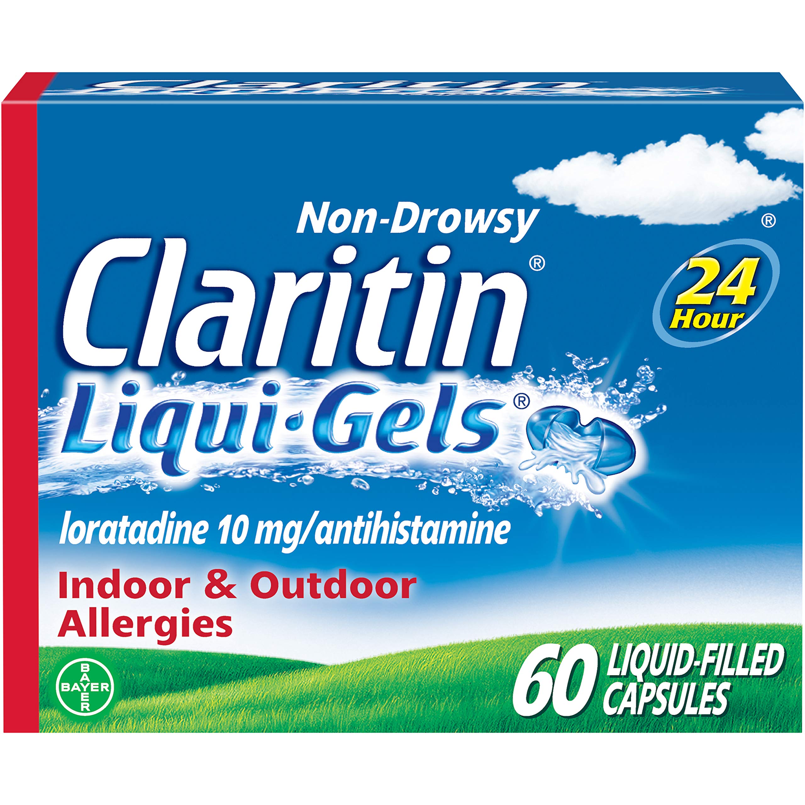 Claritin Liqui-Gels 24-Hour Allergy Relief | Non-Drowsy Loratadine Capsules (60 Count)