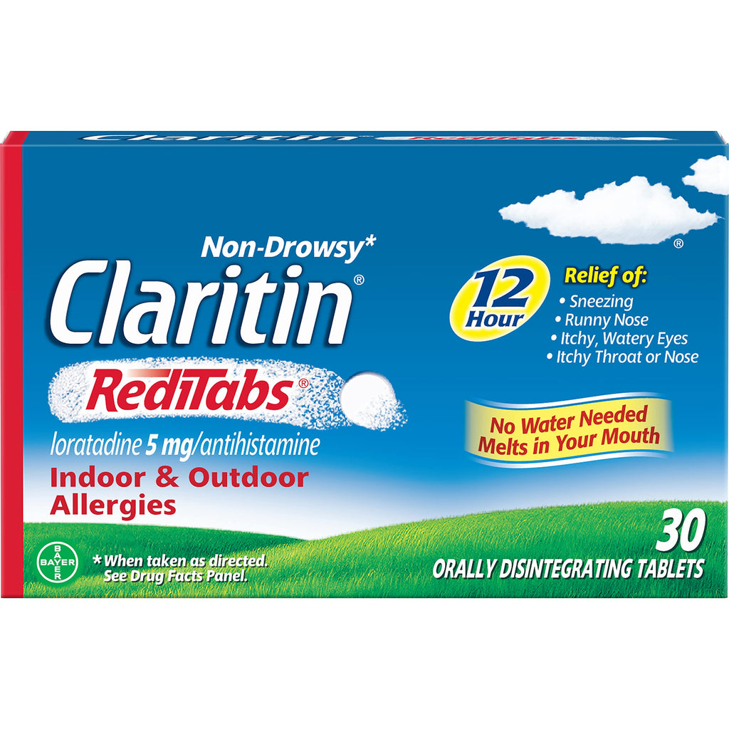 Claritin RediTabs 12 Hour Non-Drowsy Allergy Medicine | Loratadine 5 mg, 30 Count, Pack of 2
