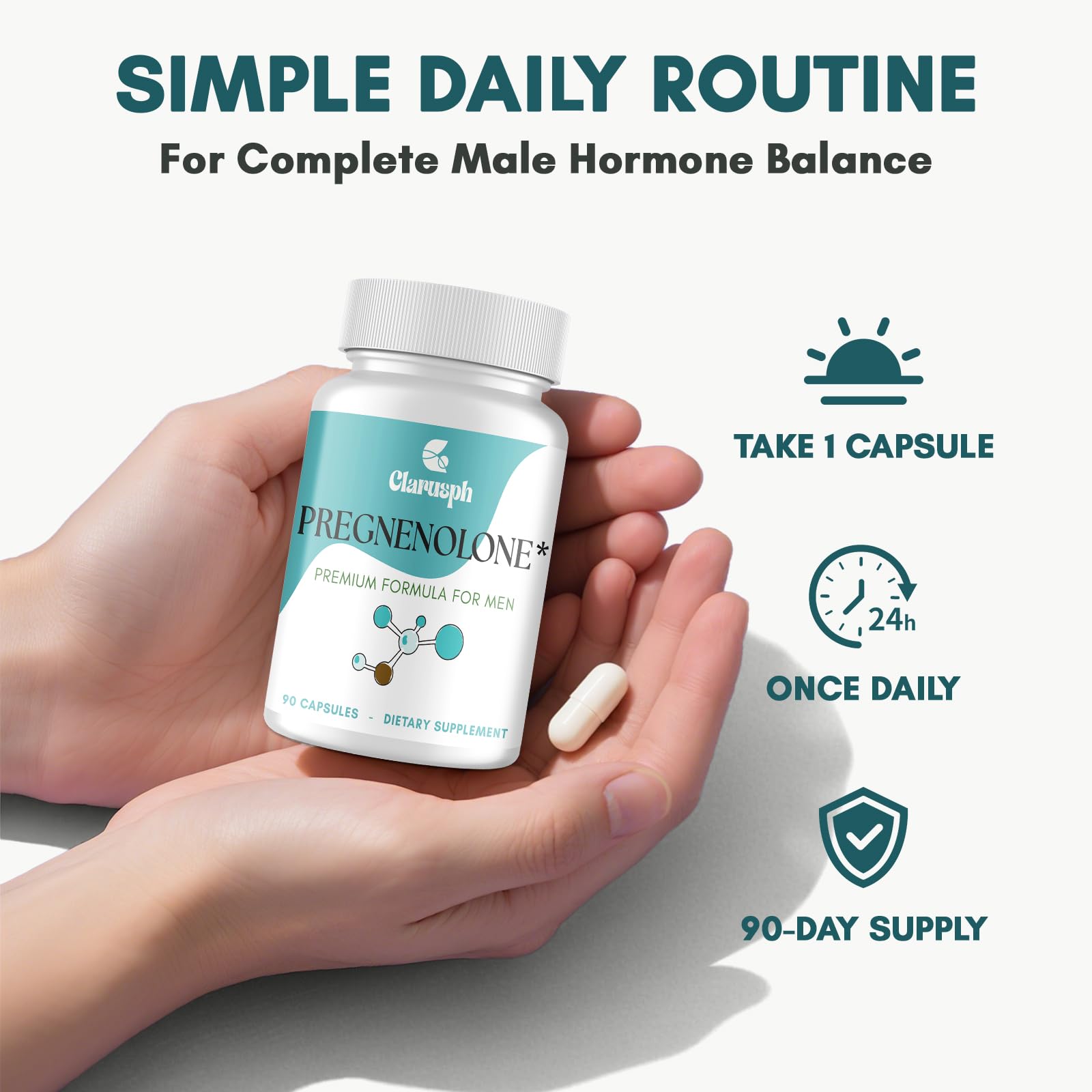 Clarusph Pregnenolone 50mg for Men + DHEA 25mg – 90 Capsules