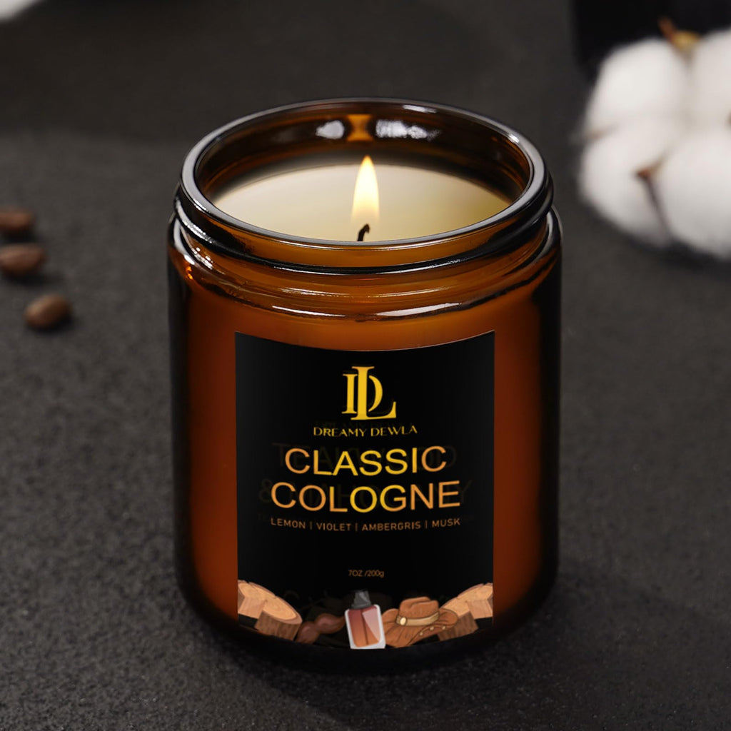 Classic Cologne Candle – Aromatherapy Soy, 7oz, 50 Hour Burn Time