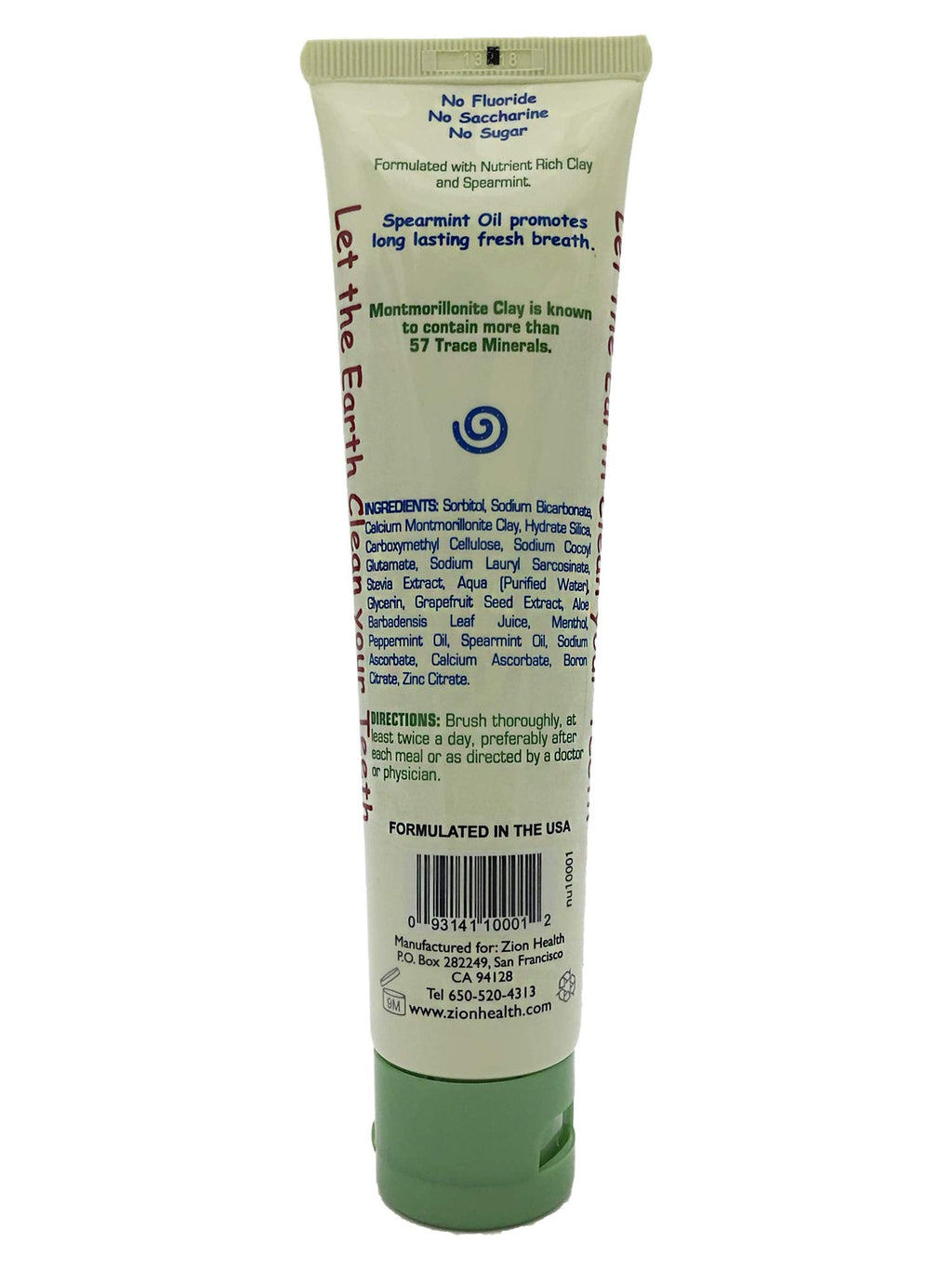 Claybrite Original Toothpaste Zion Health 3.2 oz – Montmorillonite Clay