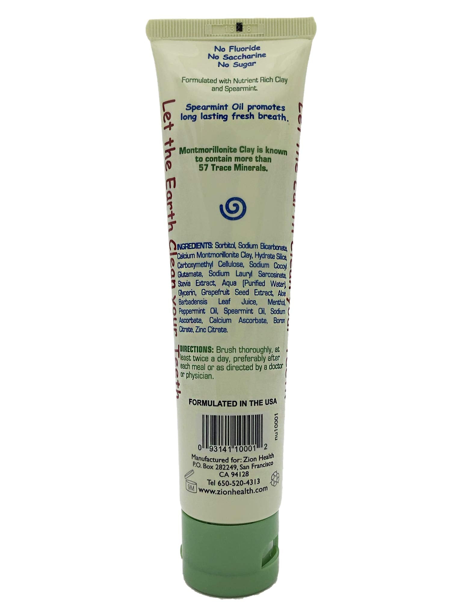 Claybrite Original Toothpaste Zion Health 3.2 oz – Montmorillonite Clay