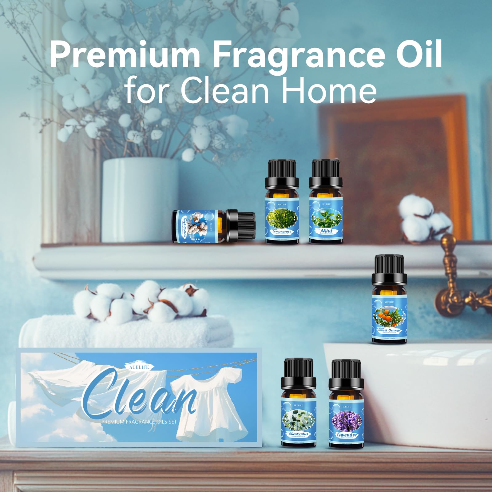 Clean Essential Oils Set - 6 Pack Premium Aromatherapy Oils Gift Set