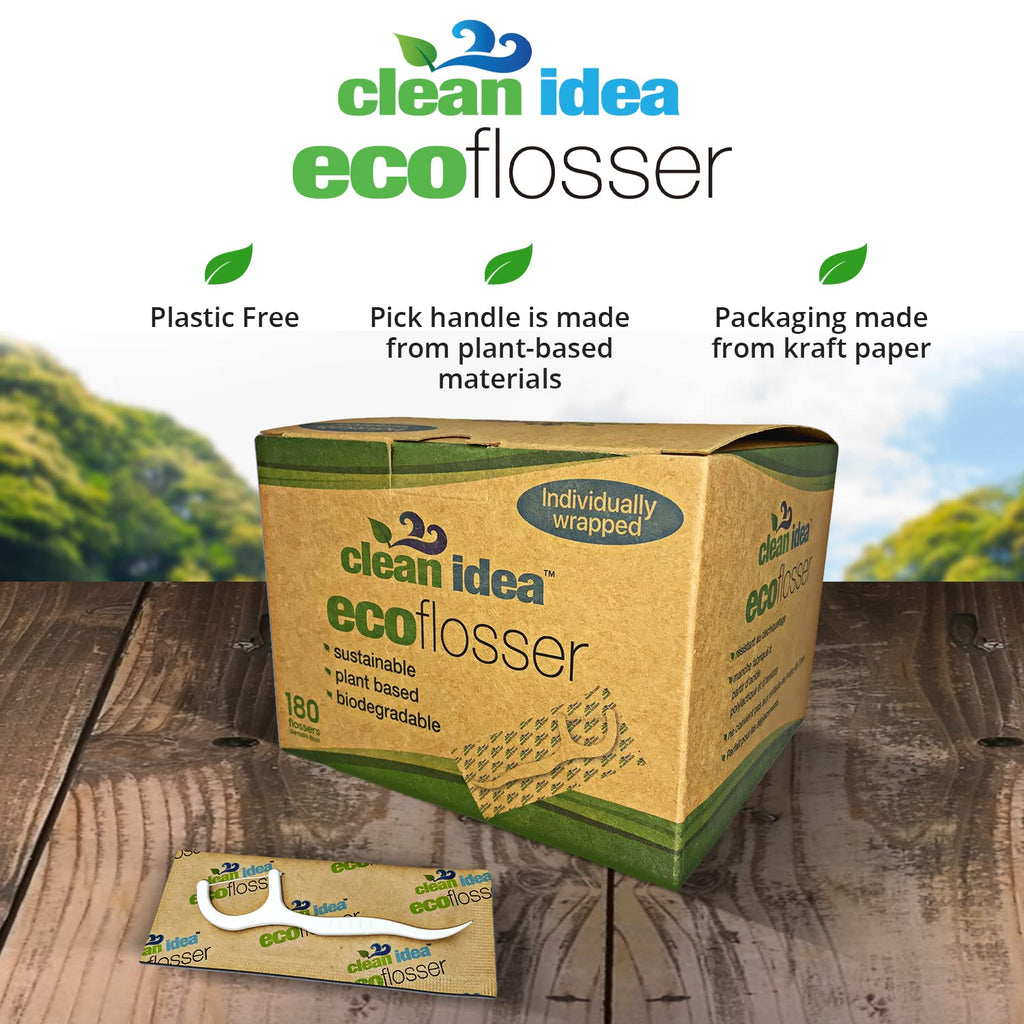 Clean Idea EcoFlossers 180ct – Individually Wrapped Eco Friendly Floss Picks