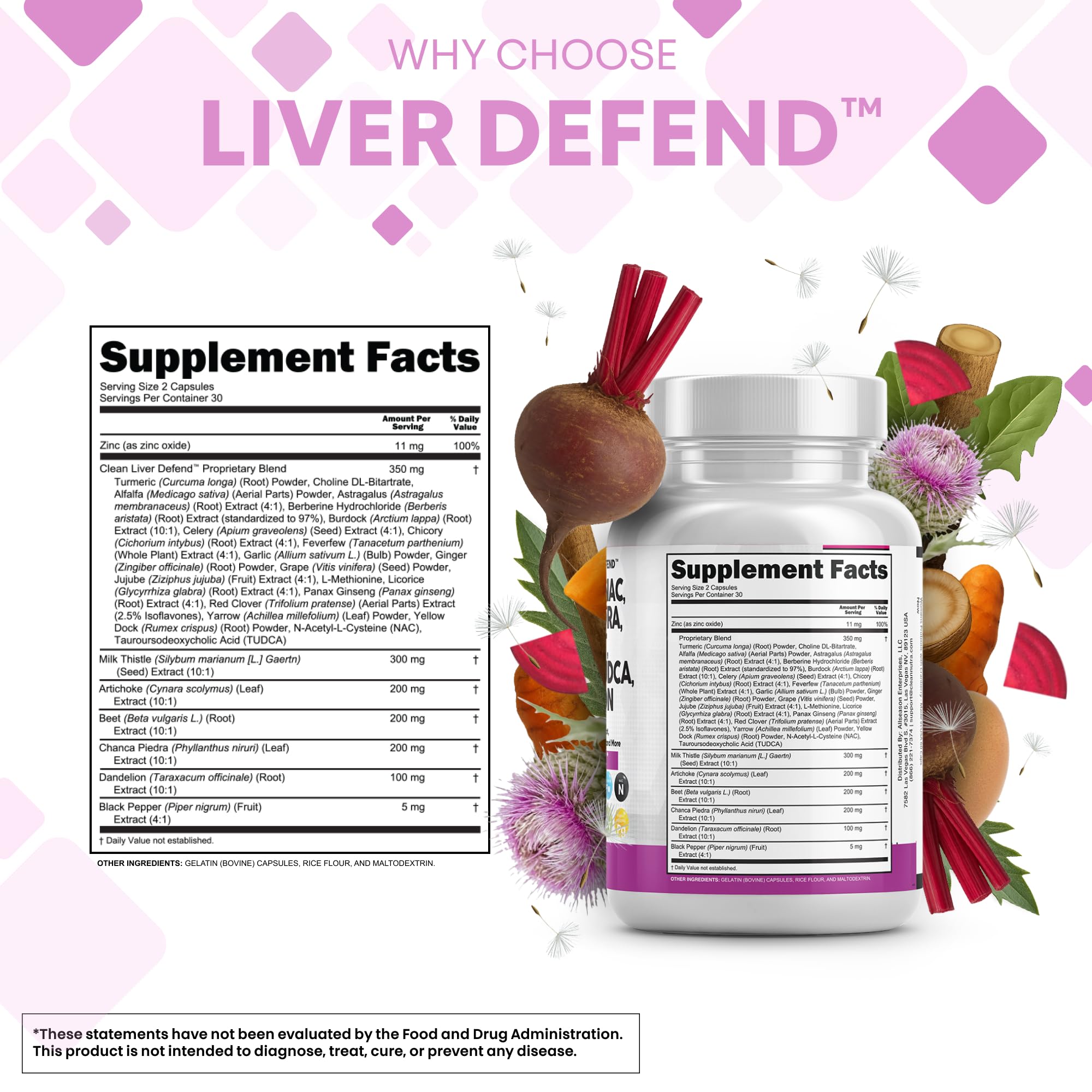 Milk Thistle Liver Detox with NAC, TUDCA & Beet Root | Clean Nutra 60 Count