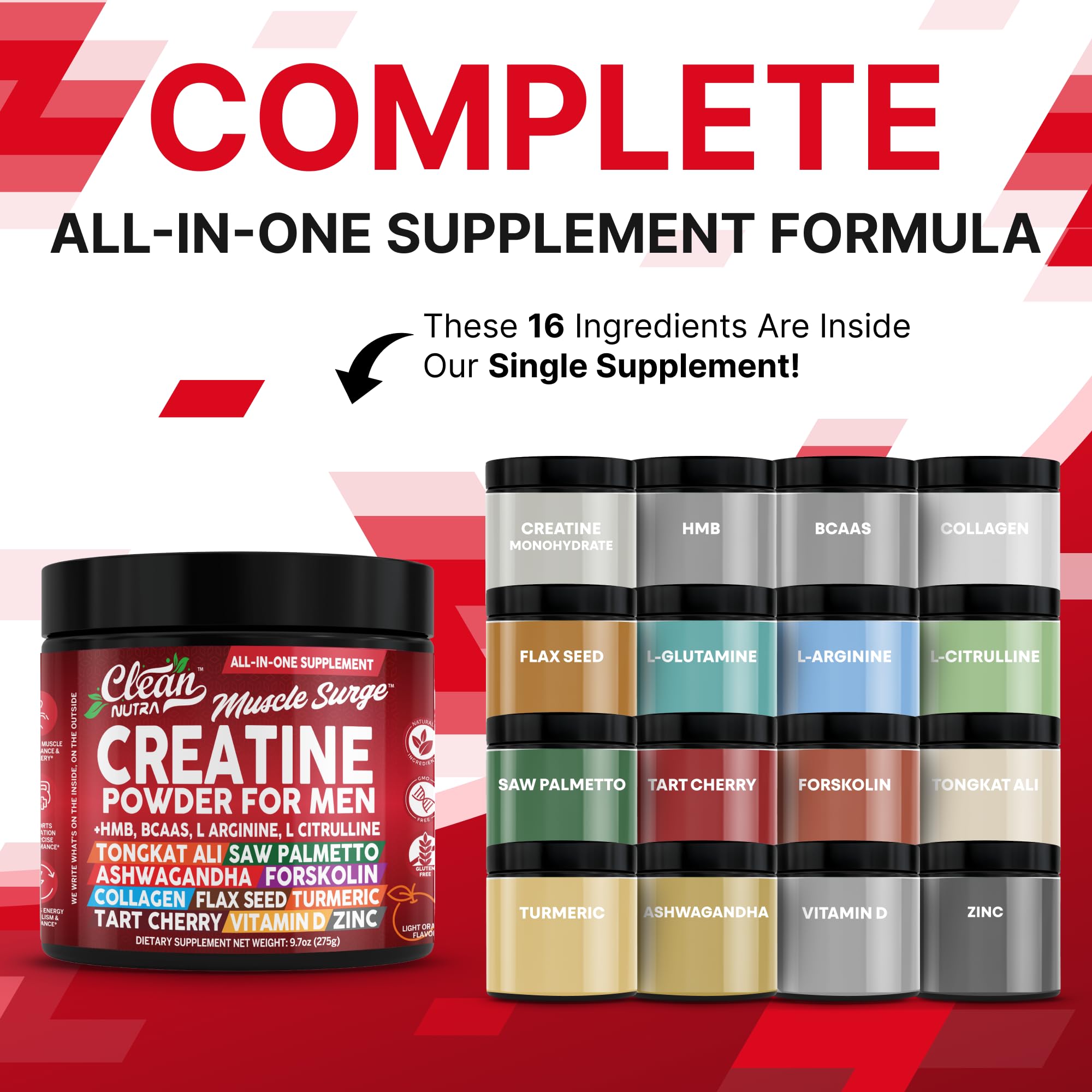 Clean Nutra Creatine Powder for Men – HMB, BCAA, L-Arginine & L-Citrulline | Preworkout