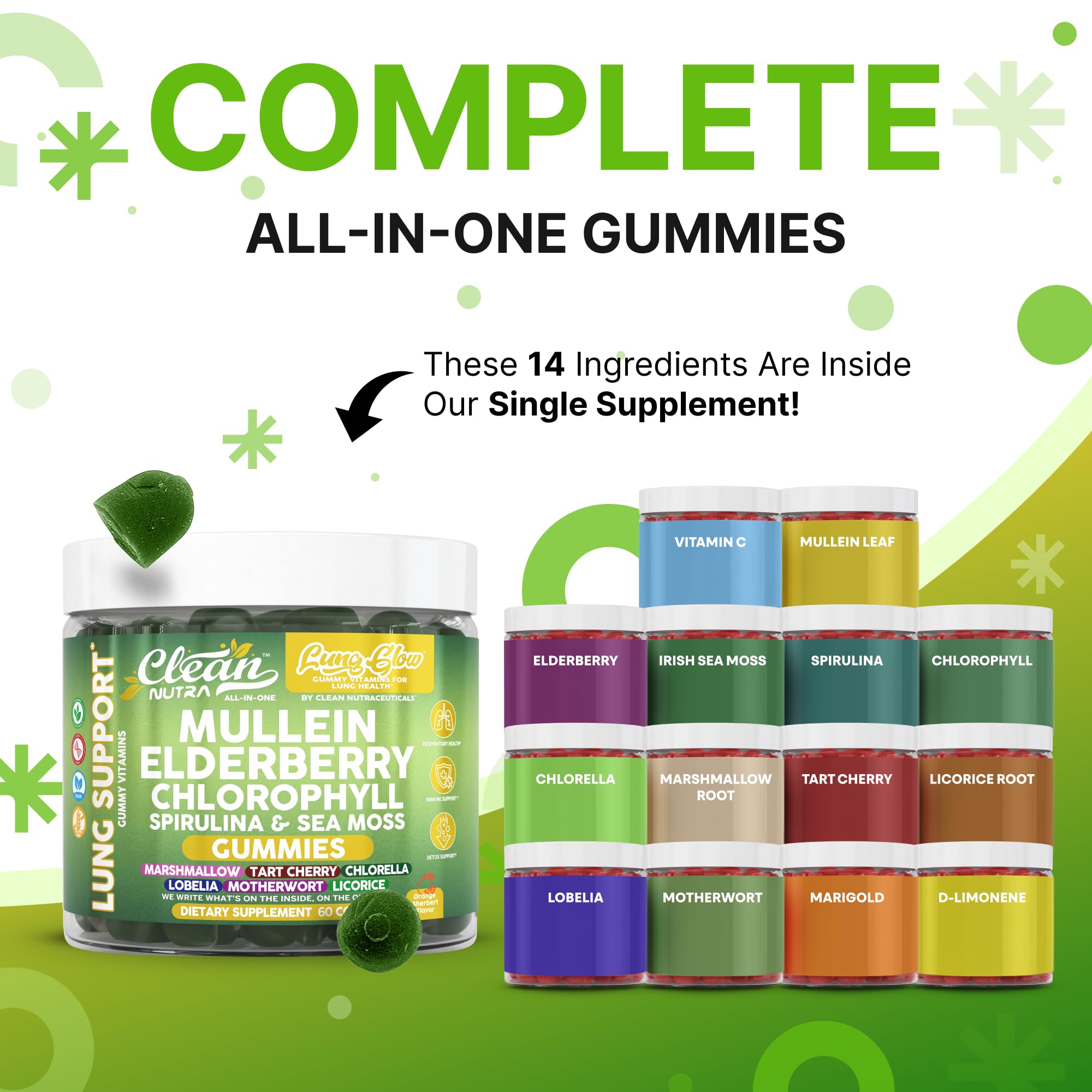 Clean Nutra Mullein Gummies for Lung Health – Elderberry, Sea Moss & Spirulina