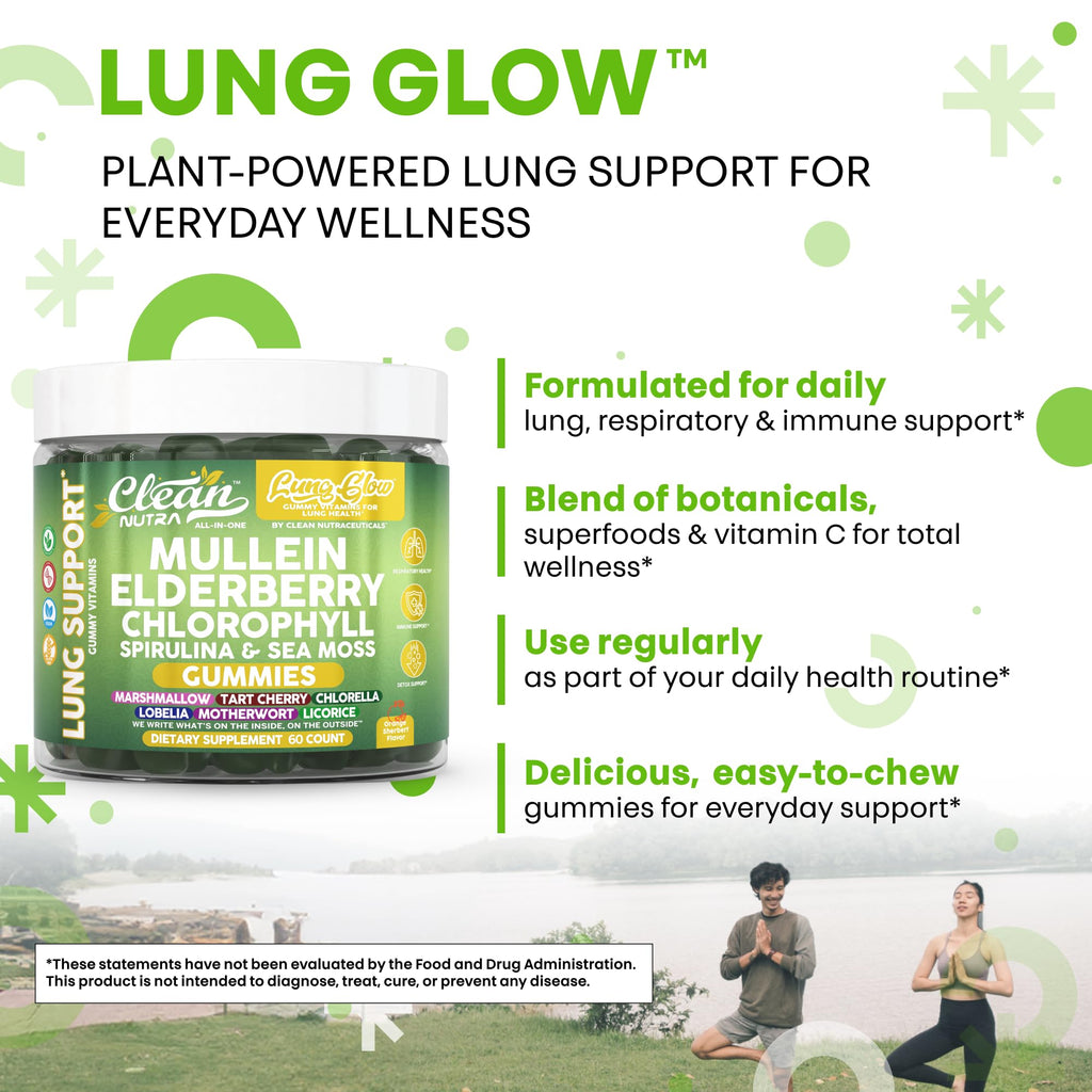 Clean Nutra Mullein Gummies for Lung Health – Elderberry, Sea Moss & Spirulina