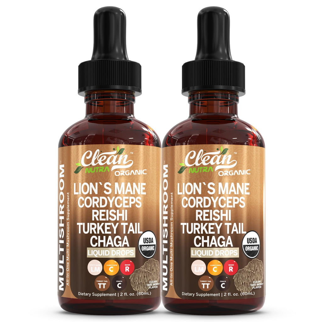 Clean Nutra Mushroom Liquid Drops | Lions Mane, Cordyceps, Reishi & Turkey Tail
