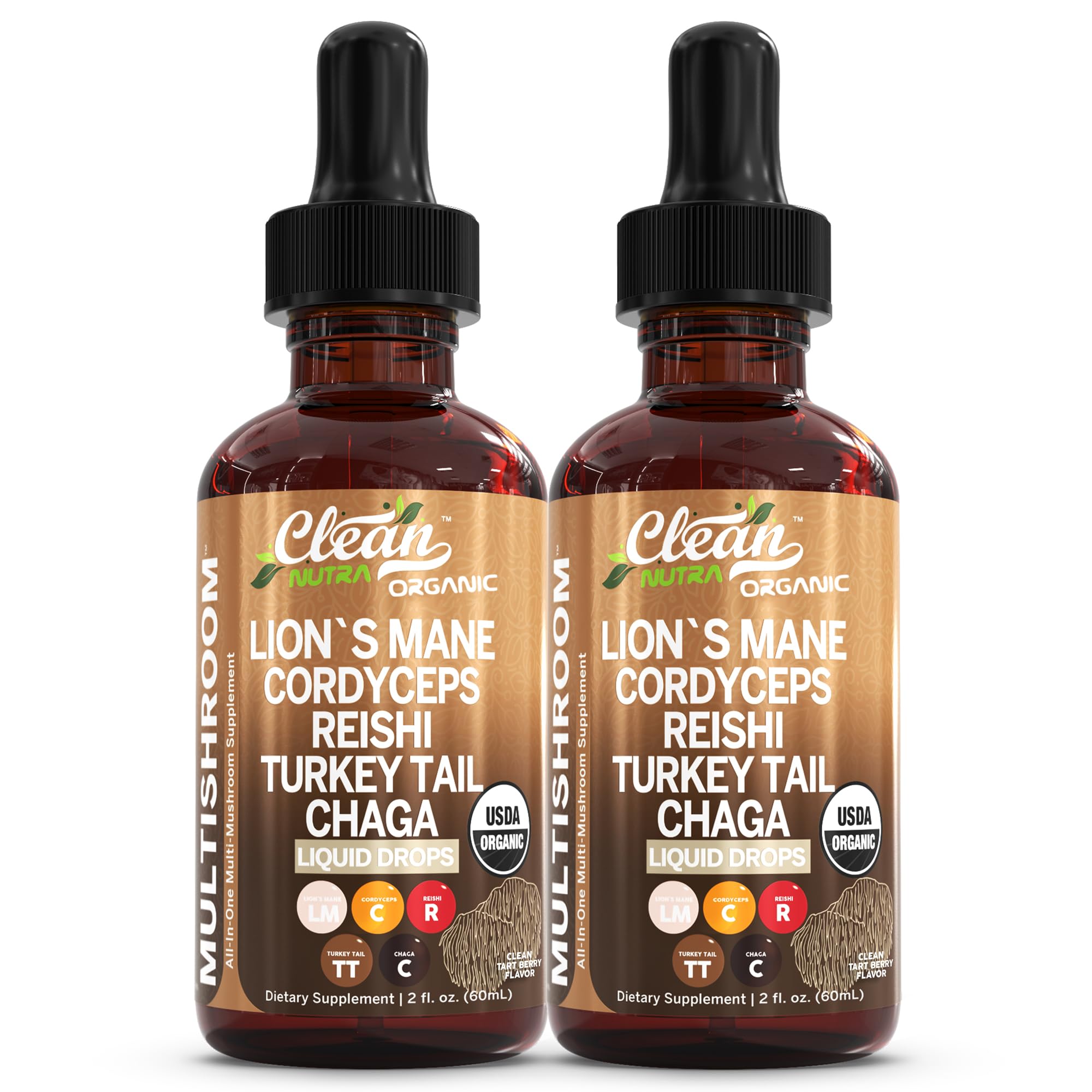 Clean Nutra Mushroom Liquid Drops | Lions Mane, Cordyceps, Reishi & Turkey Tail